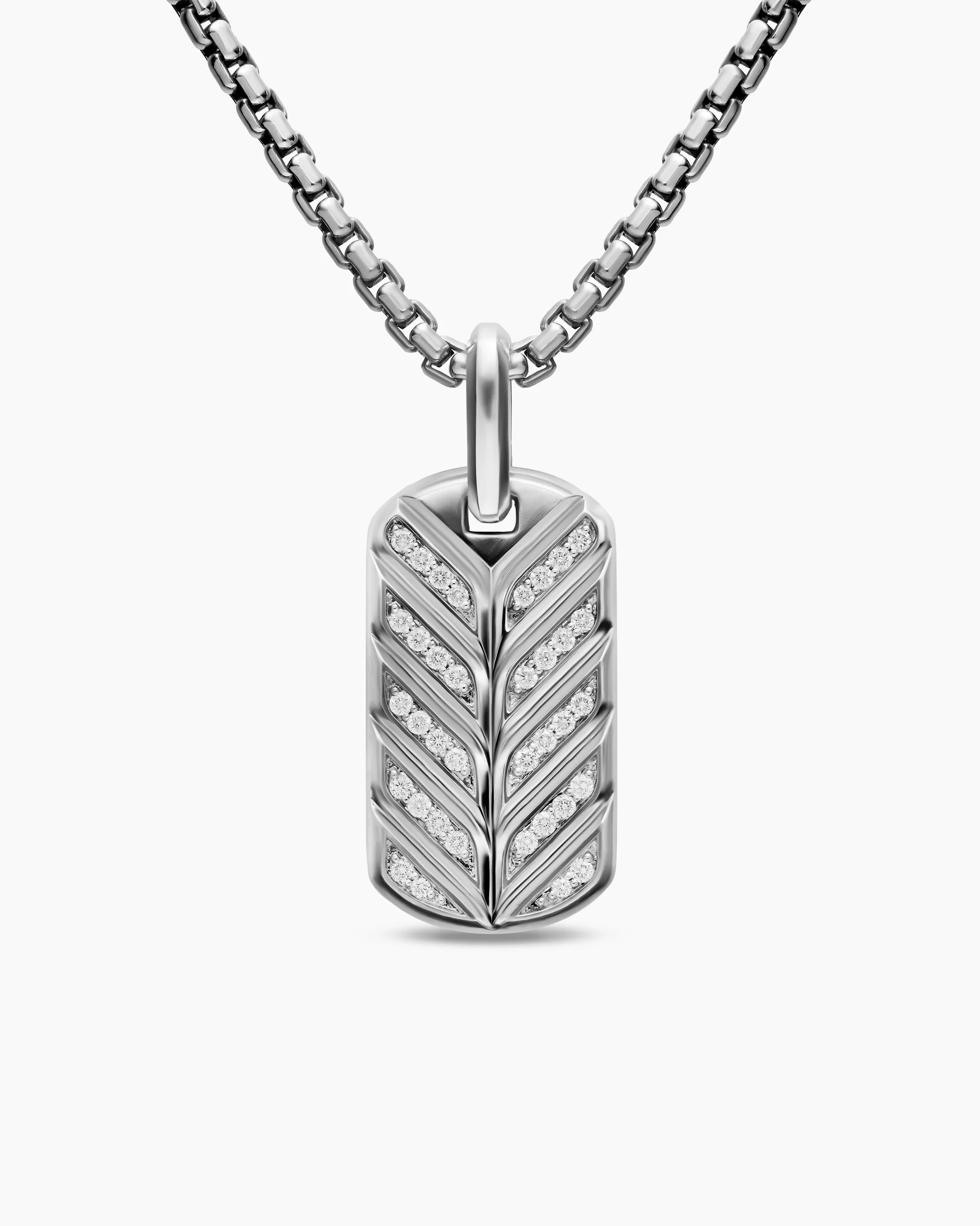 Chevron Fluorescent Tag in Sterling Silver with Diamonds, 27mm 7 Chevron Fluorescent Tag in Sterling Silver with Diamonds, 27mm