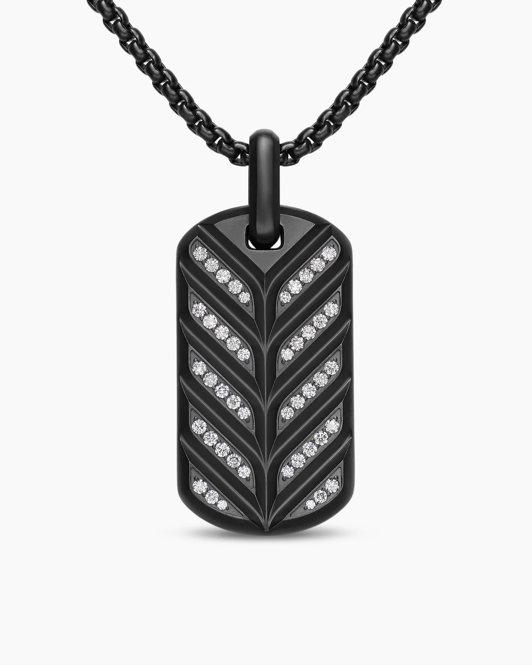 Chevron Fluorescent Tag in Sterling Silver with Diamonds, 35mm 1 Chevron Fluorescent Tag in Sterling Silver with Diamonds, 35mm