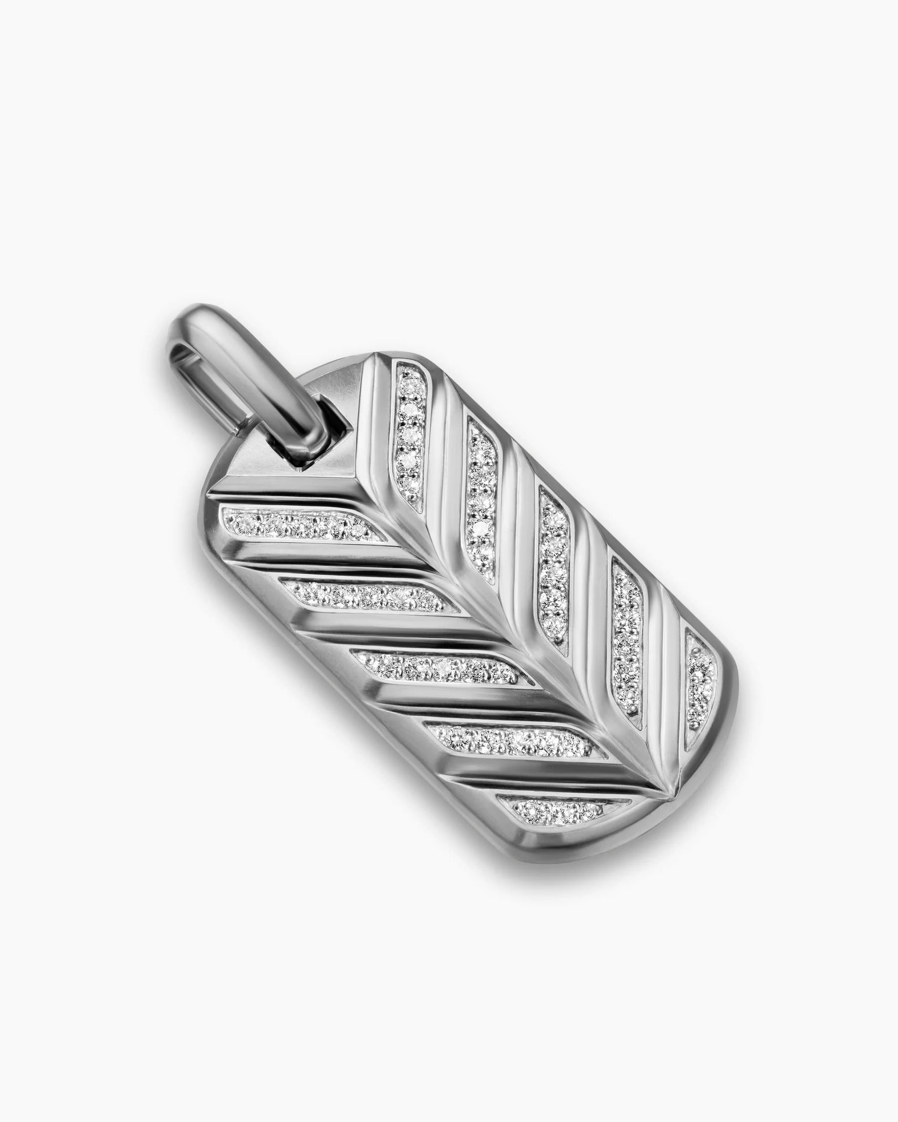 Chevron Fluorescent Tag in Sterling Silver with Diamonds, 35mm 10 Chevron Fluorescent Tag in Sterling Silver with Diamonds, 35mm