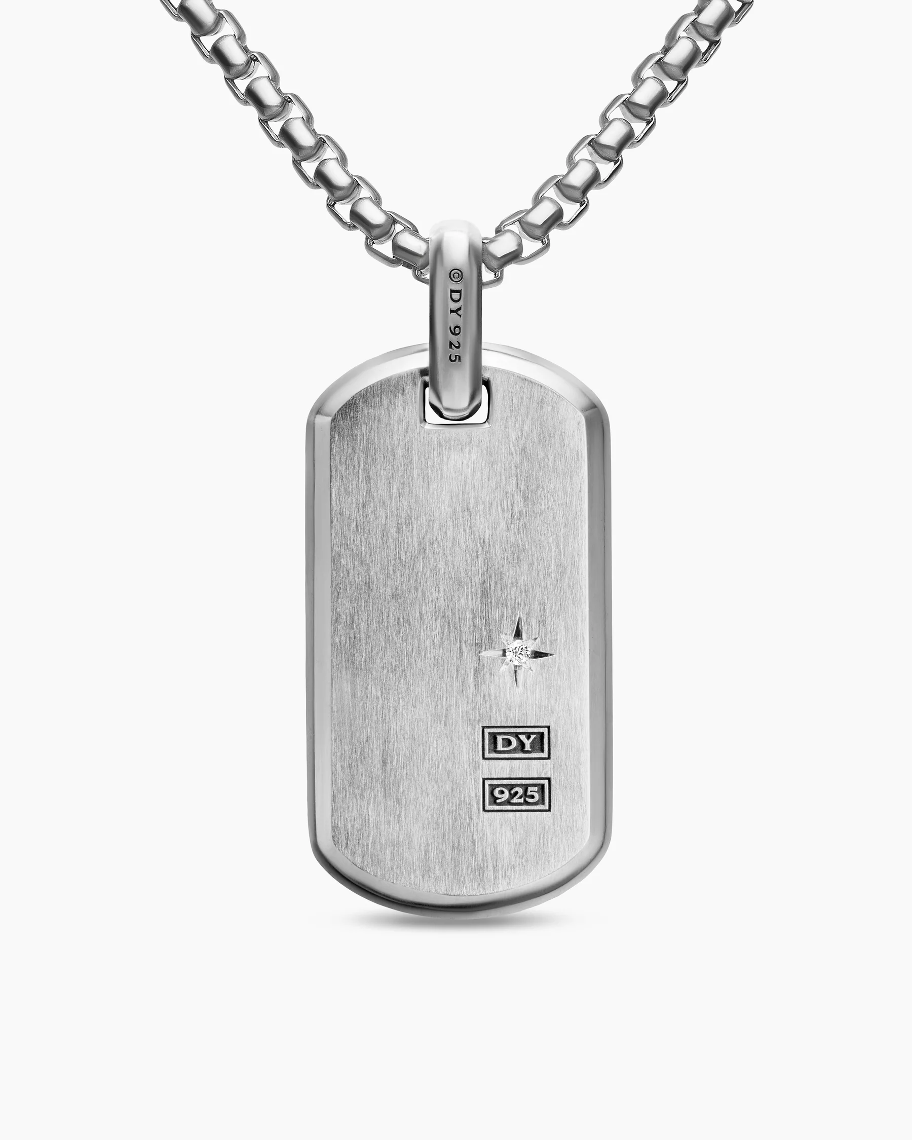 Chevron Fluorescent Tag in Sterling Silver with Diamonds, 35mm 11 Chevron Fluorescent Tag in Sterling Silver with Diamonds, 35mm