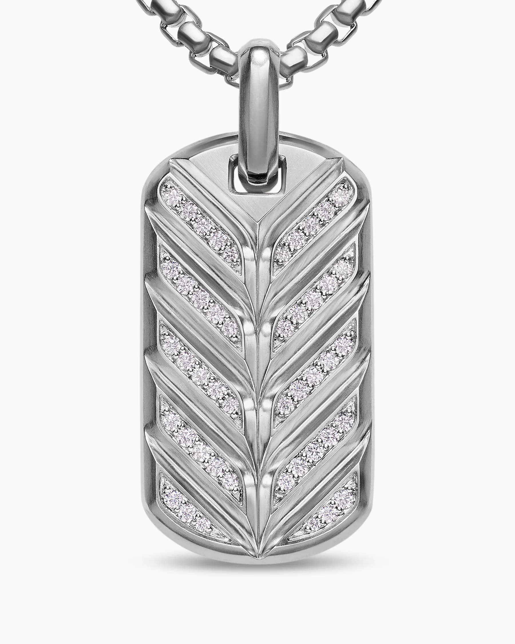 Chevron Fluorescent Tag in Sterling Silver with Diamonds, 35mm 12 Chevron Fluorescent Tag in Sterling Silver with Diamonds, 35mm
