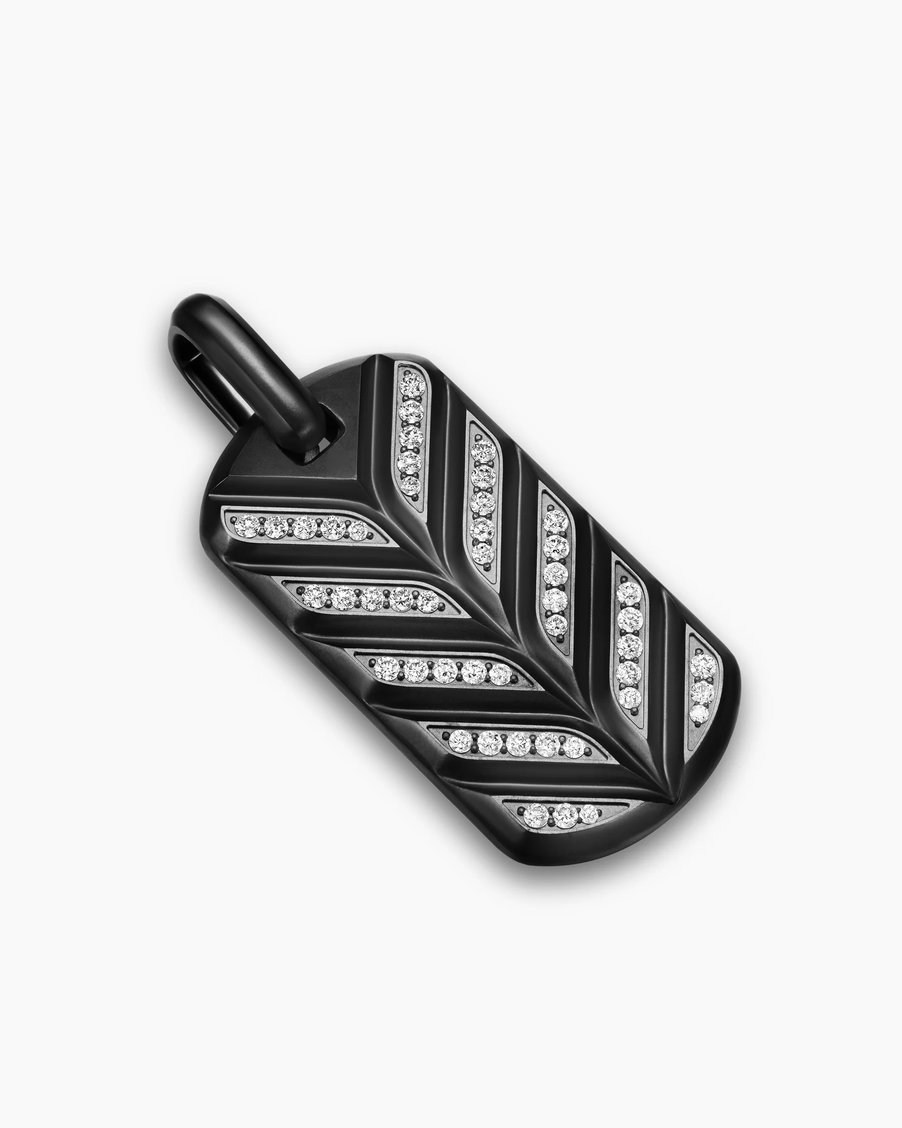 Chevron Fluorescent Tag in Sterling Silver with Diamonds, 35mm 4 Chevron Fluorescent Tag in Sterling Silver with Diamonds, 35mm