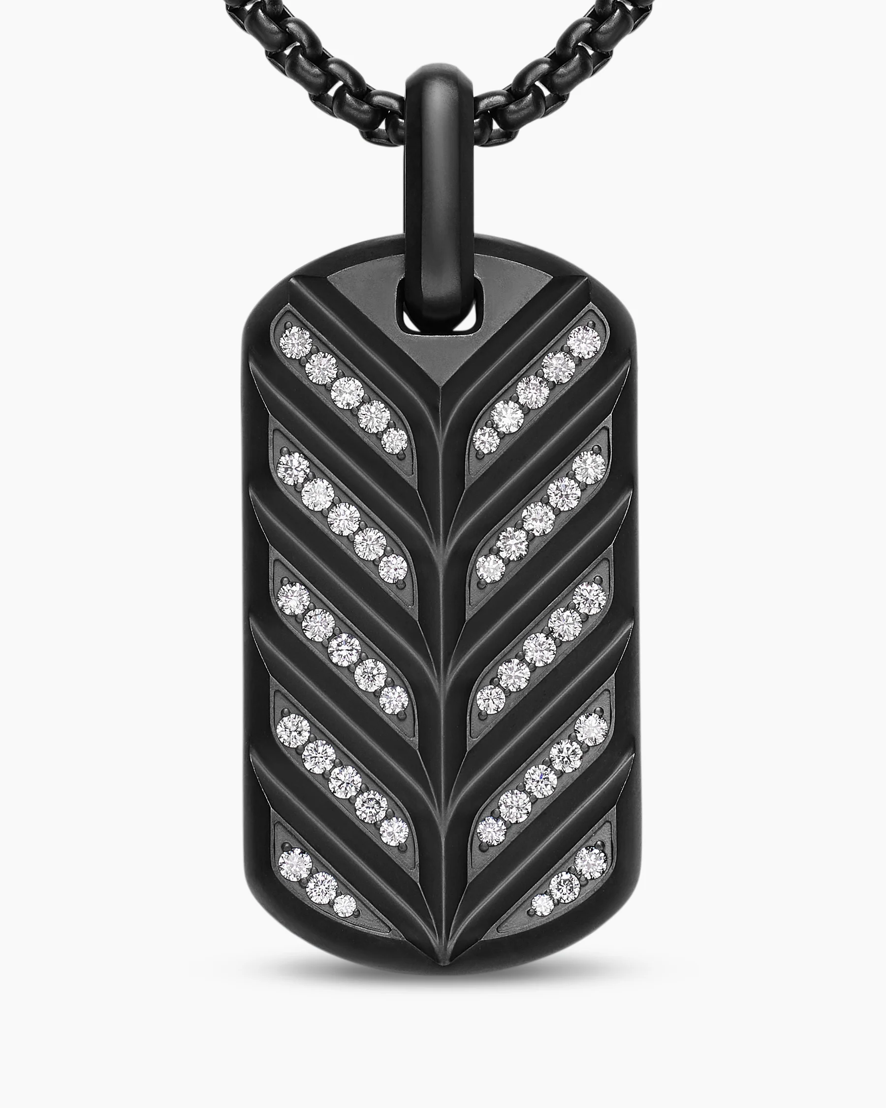 Chevron Fluorescent Tag in Sterling Silver with Diamonds, 35mm 6 Chevron Fluorescent Tag in Sterling Silver with Diamonds, 35mm