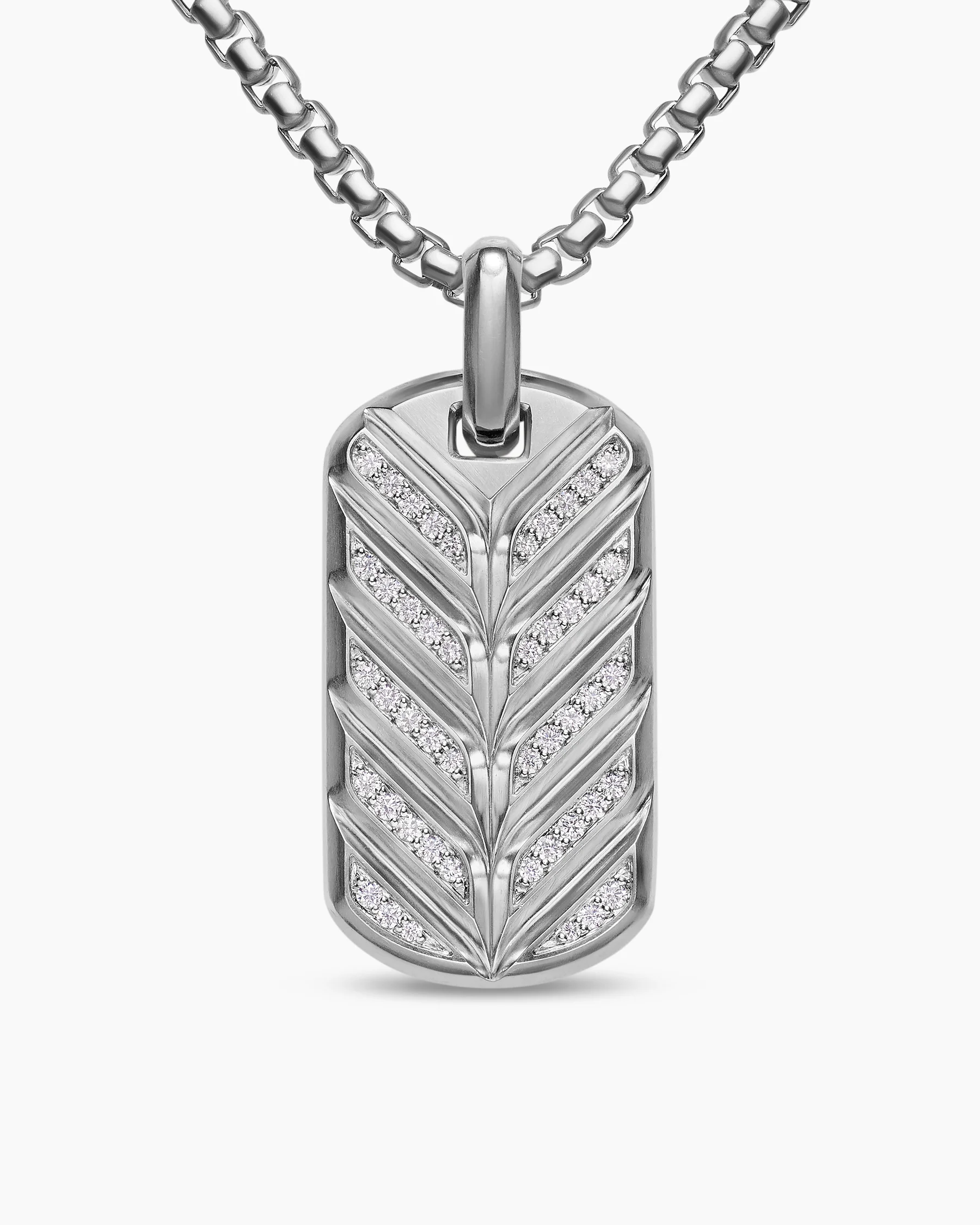Chevron Fluorescent Tag in Sterling Silver with Diamonds, 35mm 7 Chevron Fluorescent Tag in Sterling Silver with Diamonds, 35mm