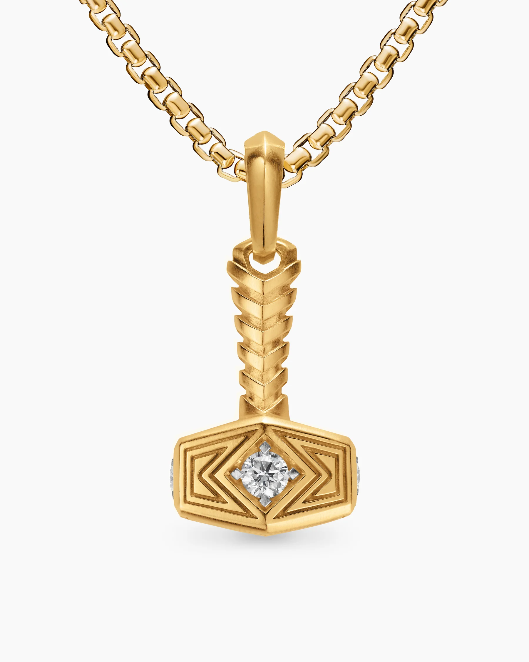 Thor Hammer Amulet in 18K Yellow Gold with Diamonds, 25mm 24 Thor Hammer Amulet in 18K Yellow Gold with Diamonds, 25mm
