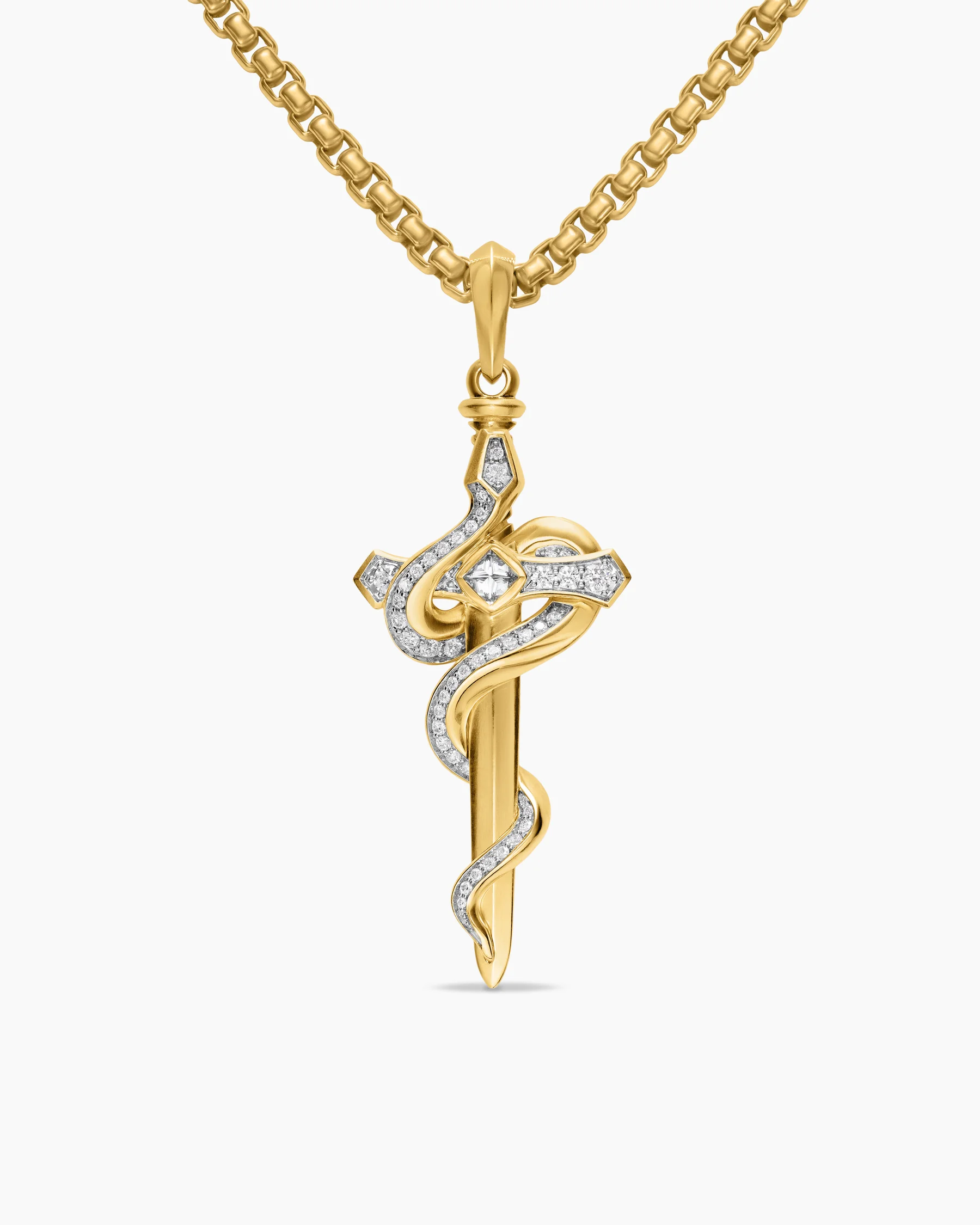 Ouroboros Snake Amulet in 18K Yellow Gold with Diamonds, 48mm 1 Ouroboros Snake Amulet in 18K Yellow Gold with Diamonds, 48mm