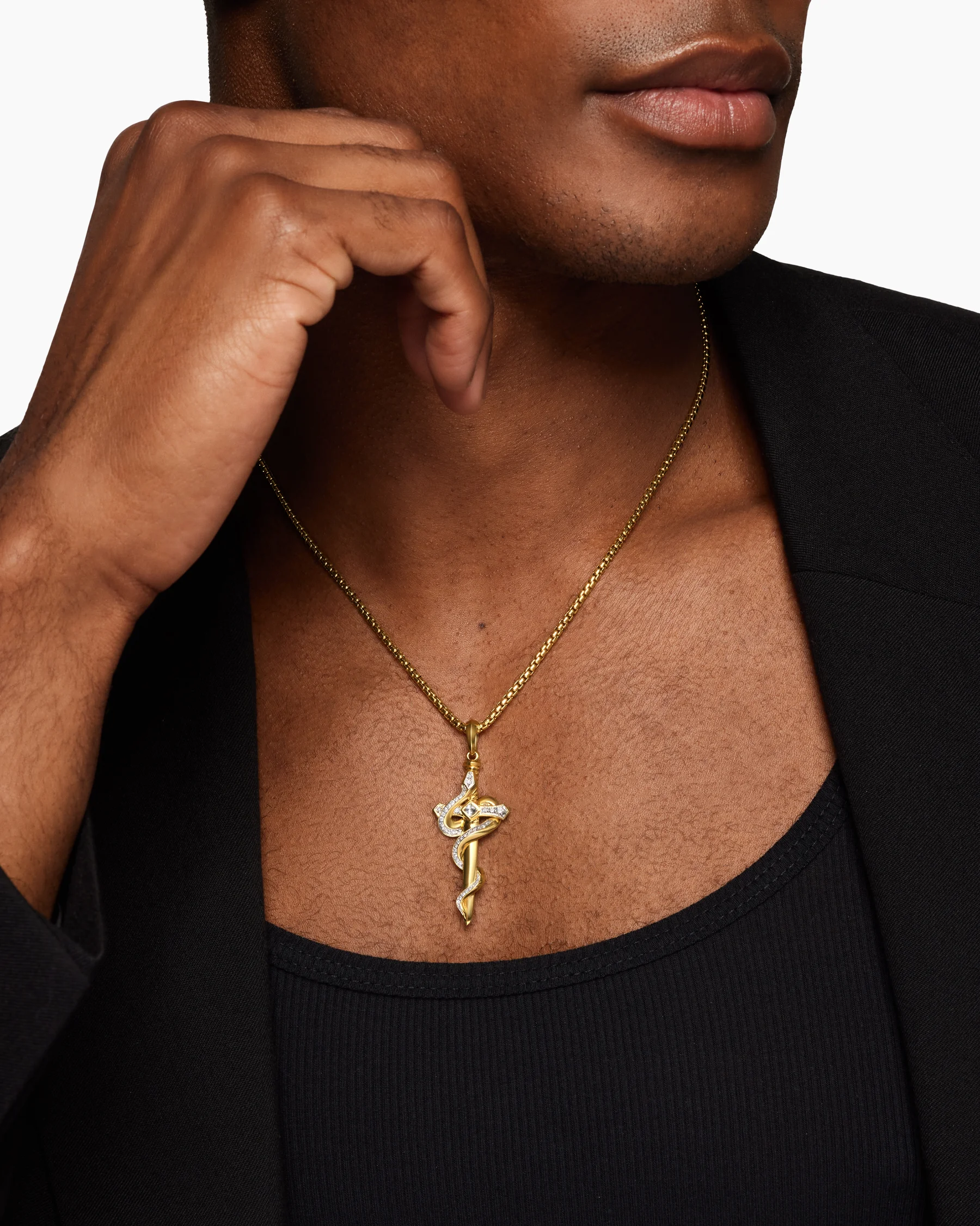 Ouroboros Snake Amulet in 18K Yellow Gold with Diamonds, 48mm 2 Ouroboros Snake Amulet in 18K Yellow Gold with Diamonds, 48mm
