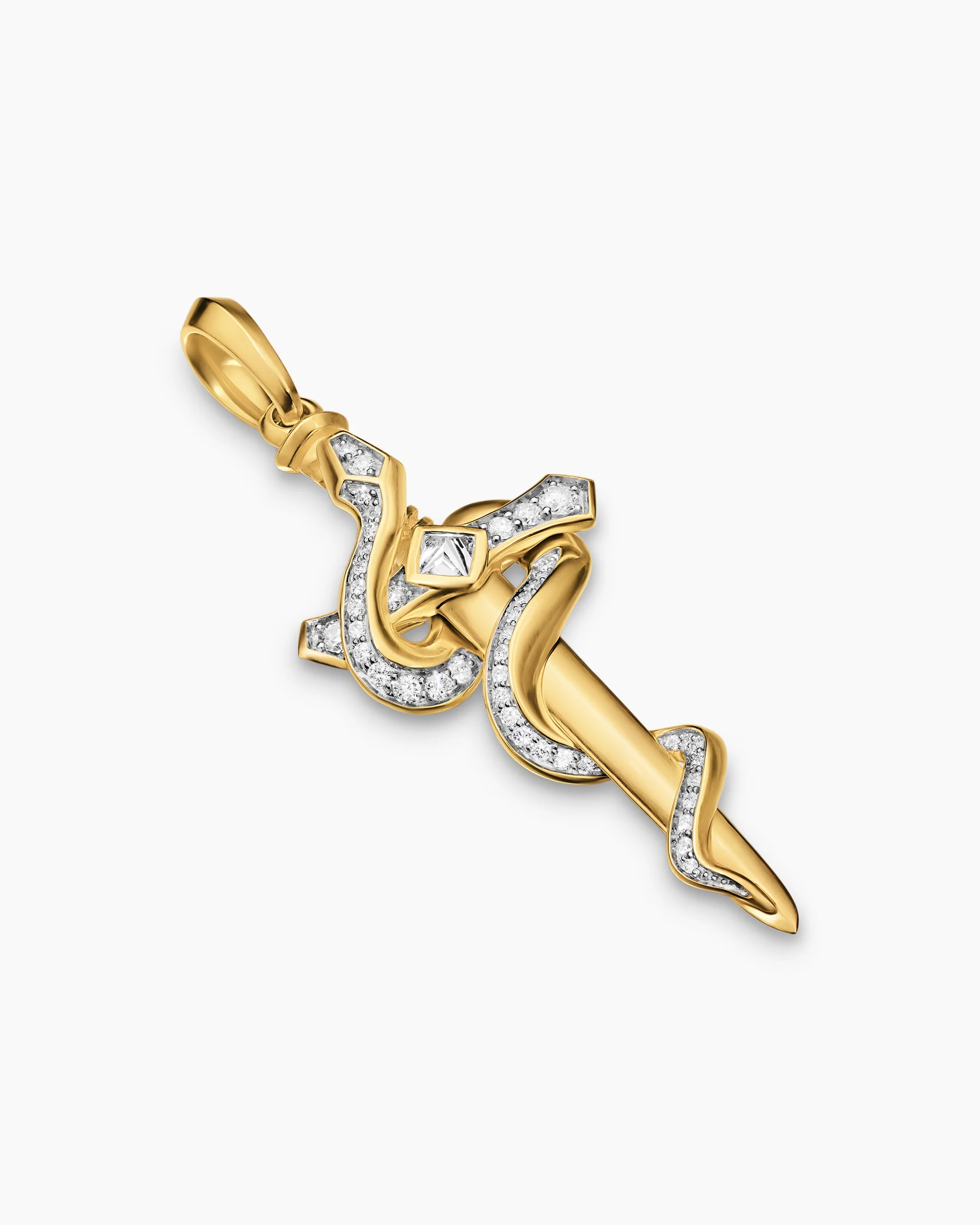 Ouroboros Snake Amulet in 18K Yellow Gold with Diamonds, 48mm 3 Ouroboros Snake Amulet in 18K Yellow Gold with Diamonds, 48mm