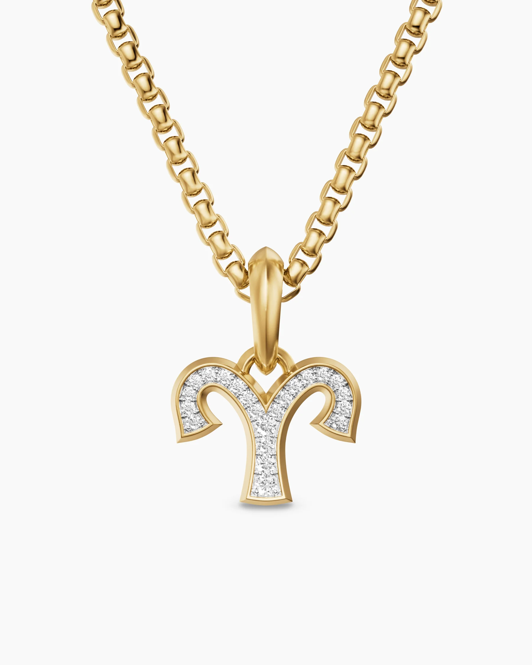 Aries Amulet in 18K Yellow Gold with Diamonds, 13mm