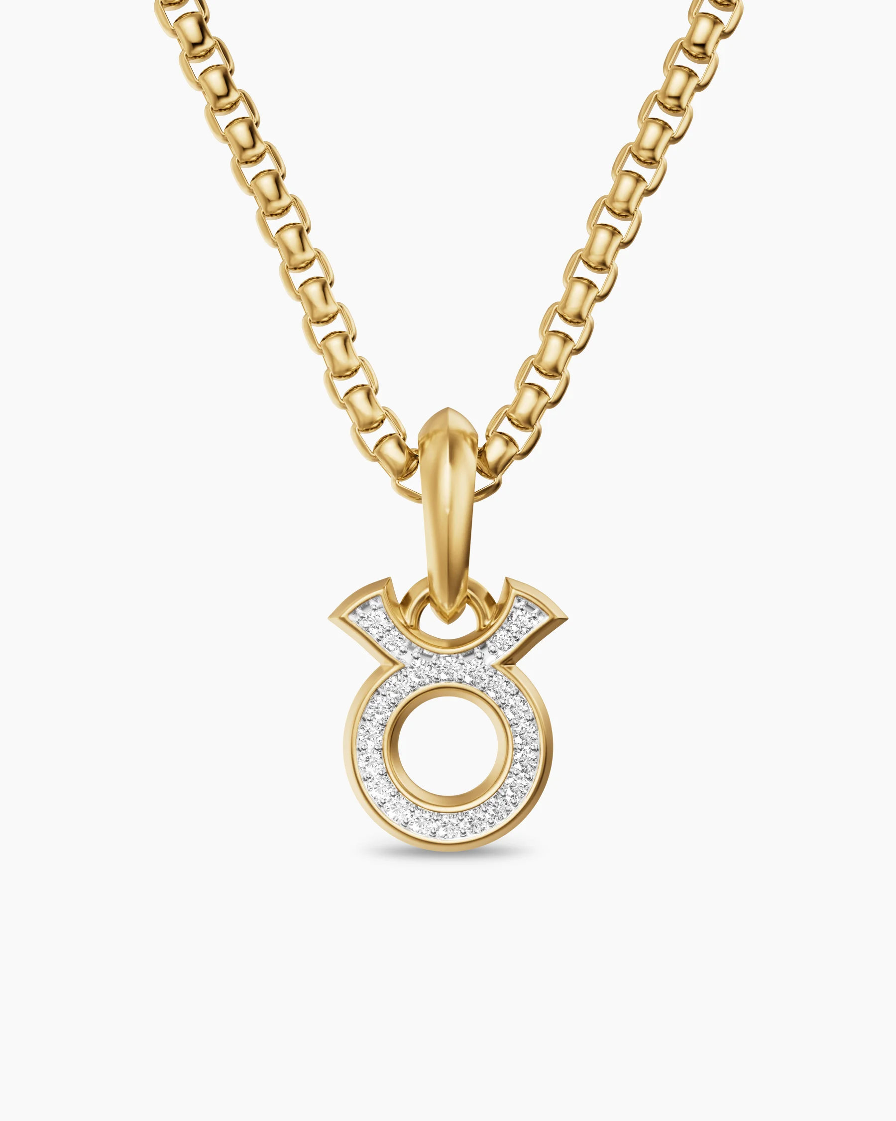 Taurus Amulet in Sterling Silver with Diamonds, 14.5mm