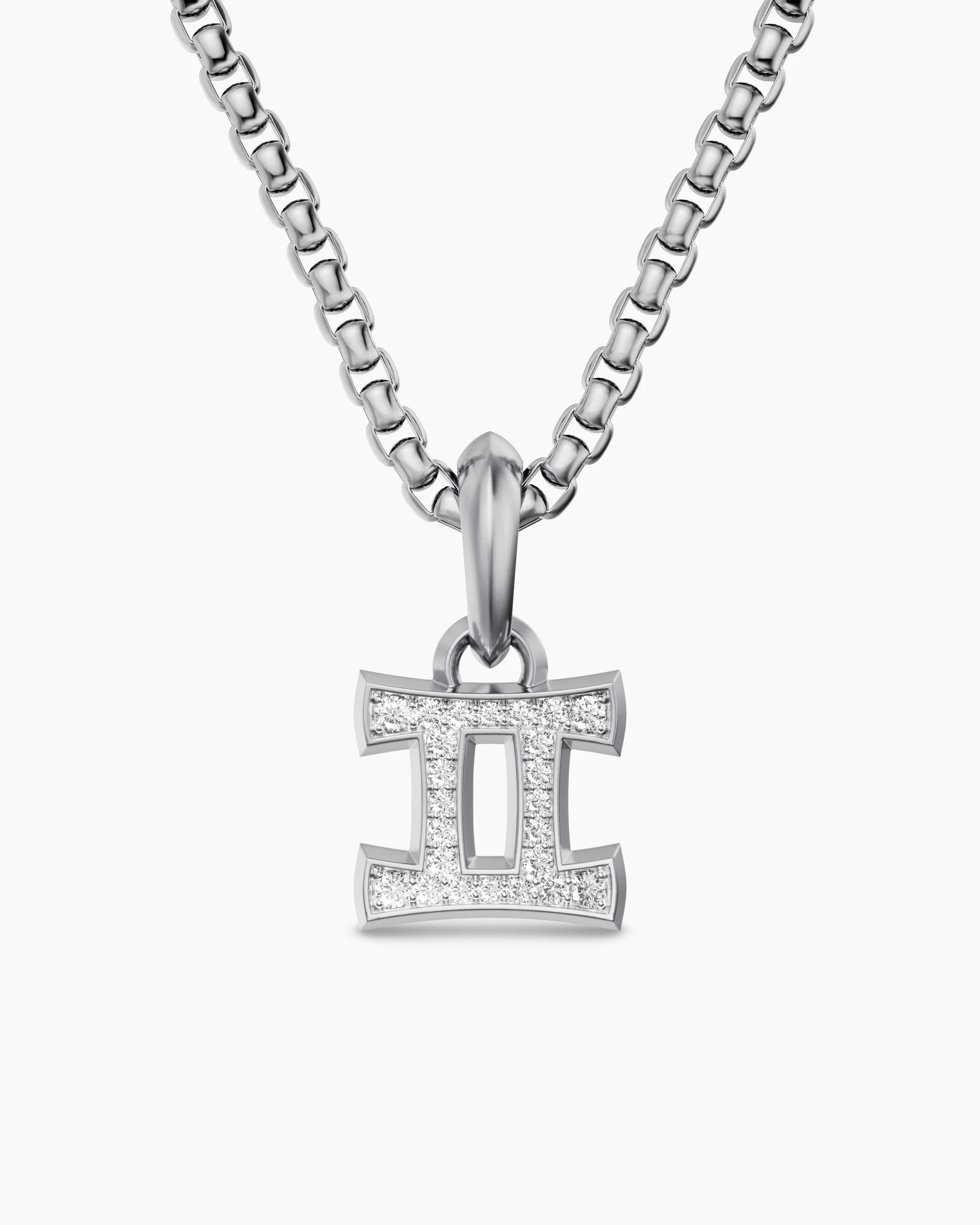 Gemini Amulet in Sterling Silver with Diamonds, 15.2mm 30 Gemini Amulet in Sterling Silver with Diamonds, 15.2mm