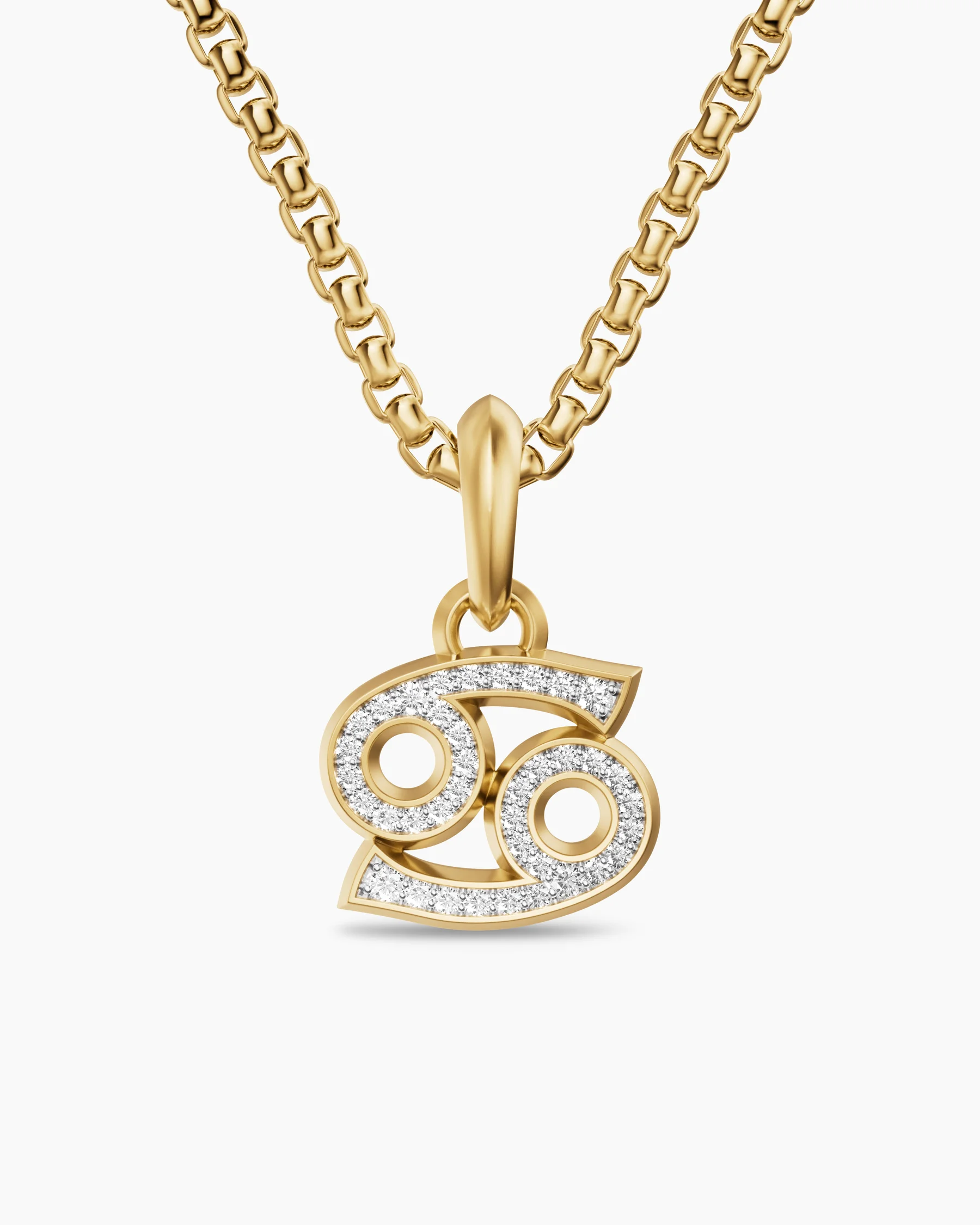 Cancer Amulet in Sterling Silver with Diamonds, 17mm