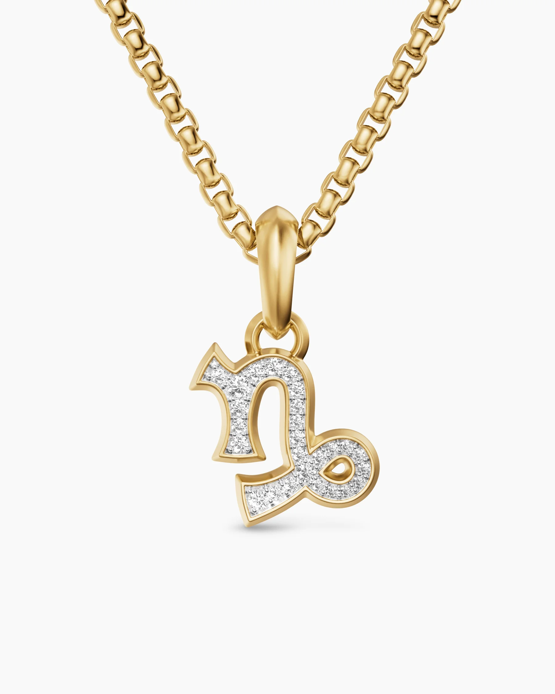 Capricorn Amulet in Sterling Silver with Diamonds, 18.5mm