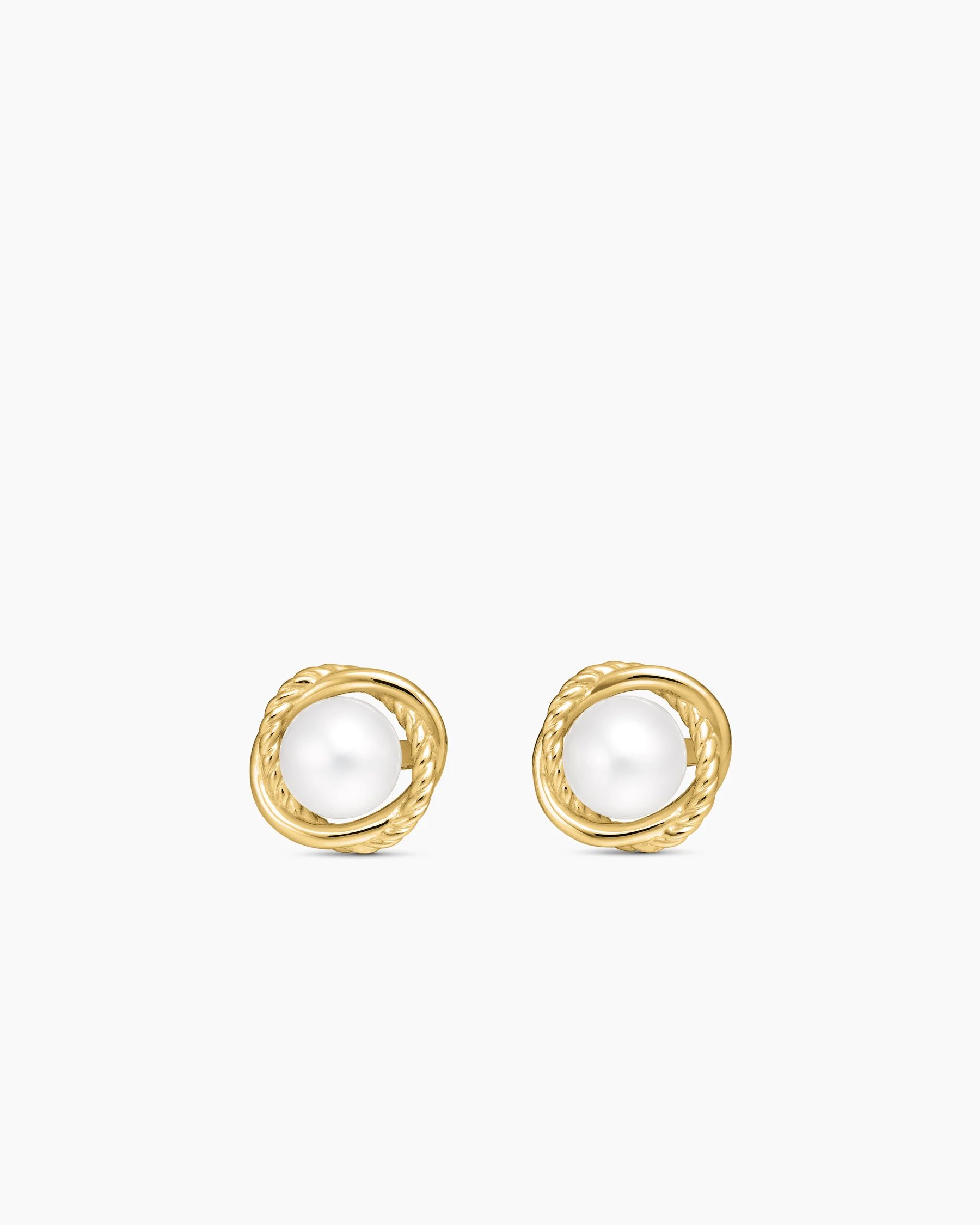 Crossover Infinity Pearl Stud Earrings in 18K Yellow Gold with Pearls, 10mm 1 Crossover Infinity Pearl Stud Earrings in 18K Yellow Gold with Pearls, 10mm