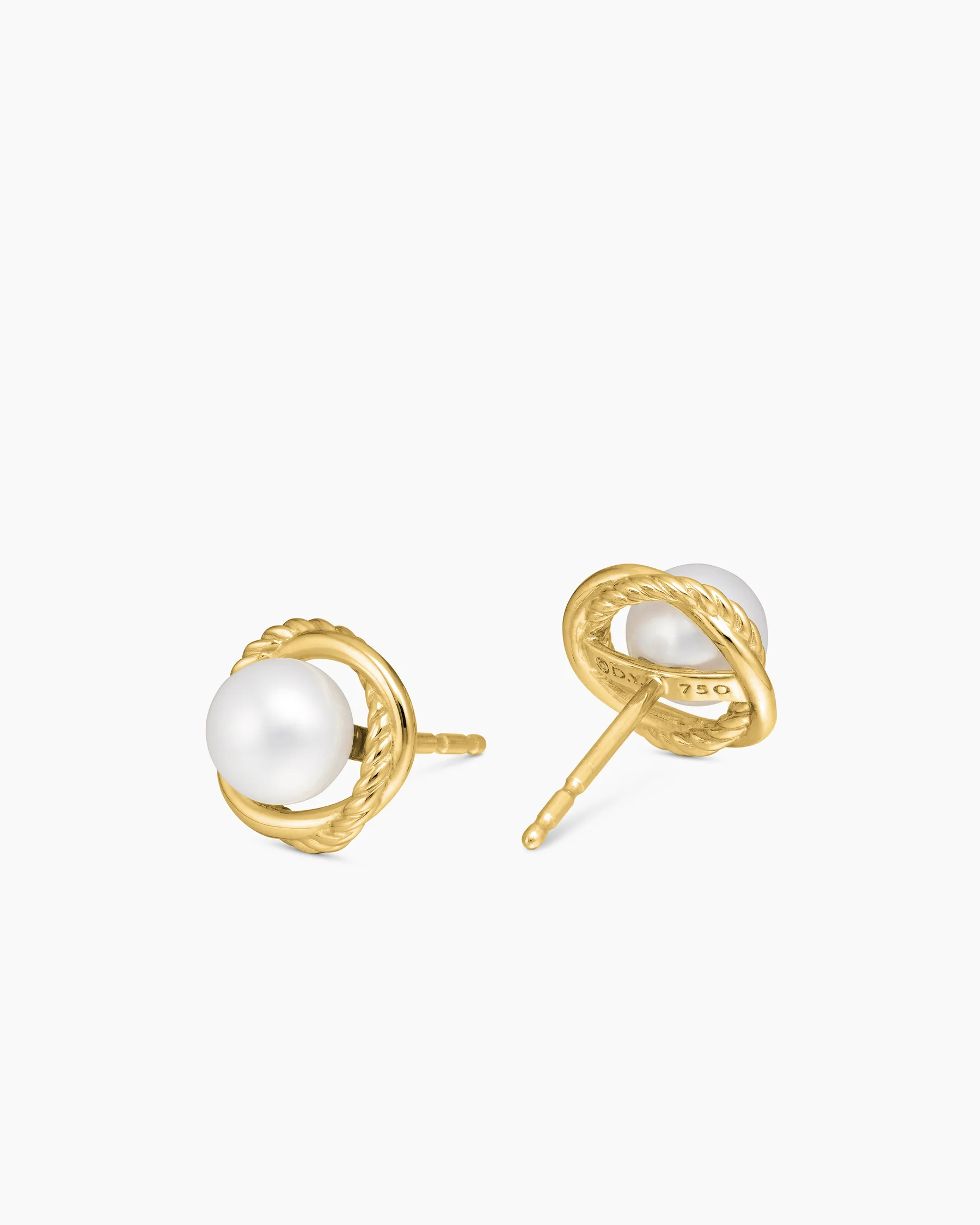 Crossover Infinity Pearl Stud Earrings in 18K Yellow Gold with Pearls, 10mm 3 Crossover Infinity Pearl Stud Earrings in 18K Yellow Gold with Pearls, 10mm