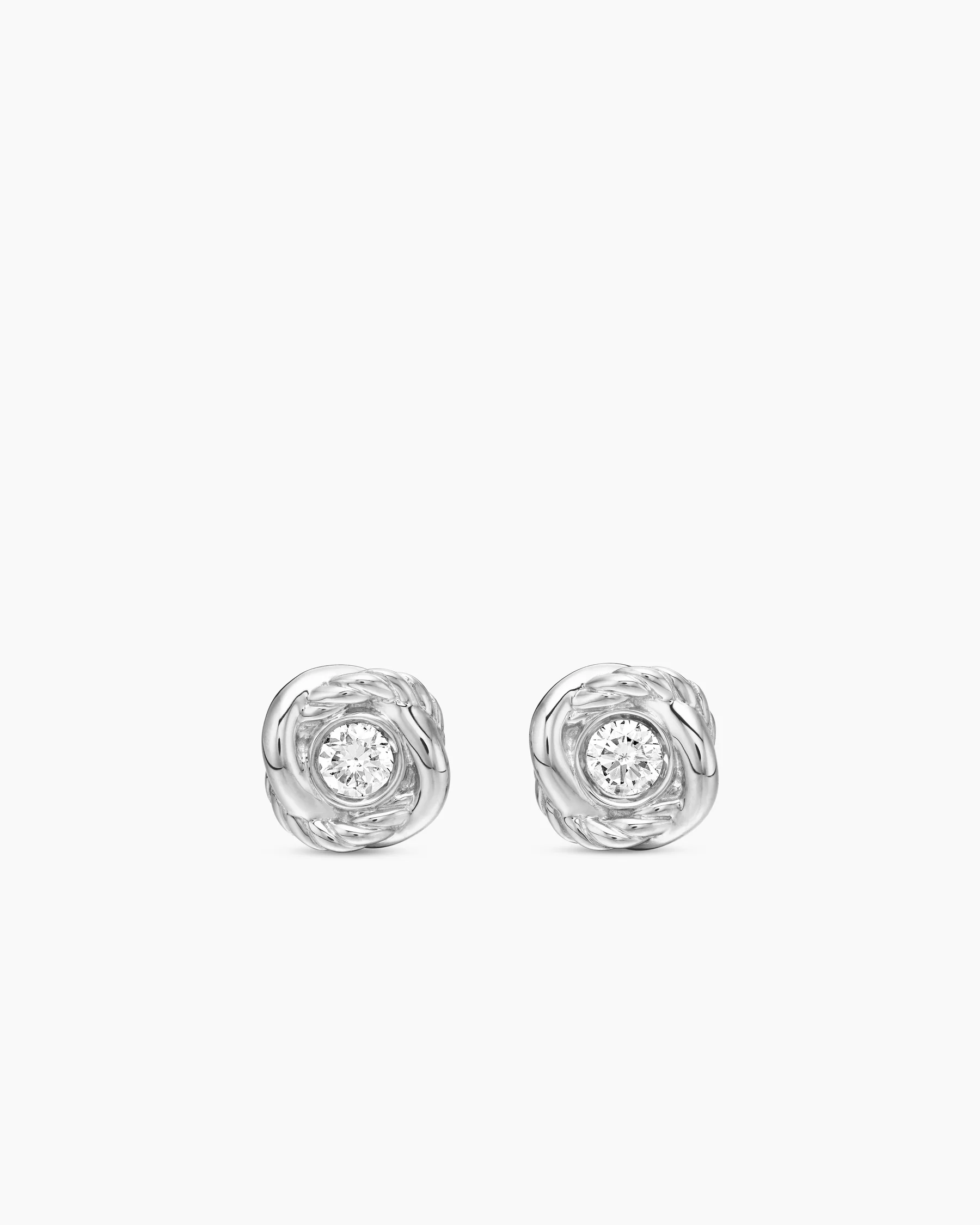 Infinity Stud Earrings in Sterling Silver with Diamonds, 6.8mm