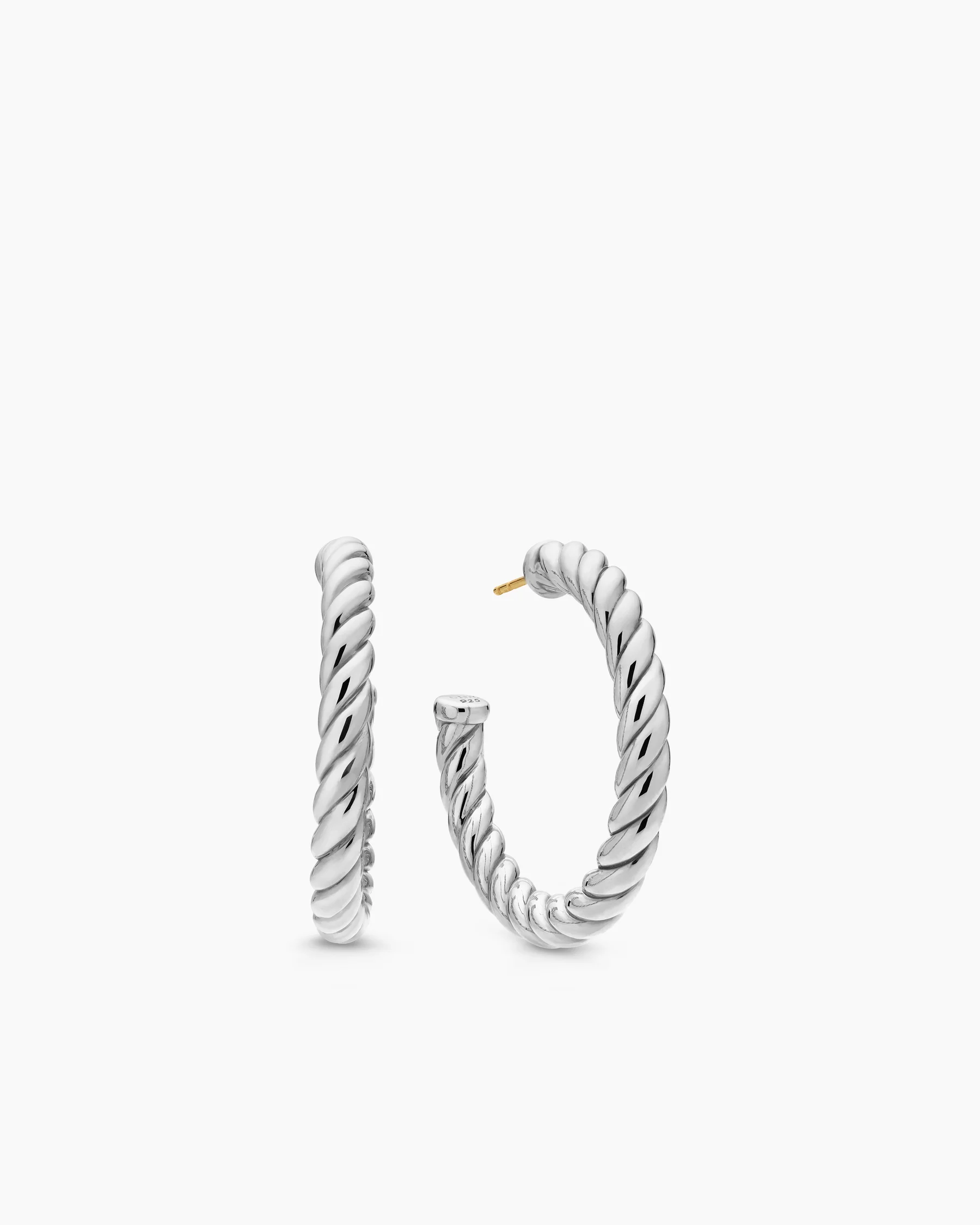 Sculpted Cable Hoop Earrings in 18K Yellow Gold, 40mm