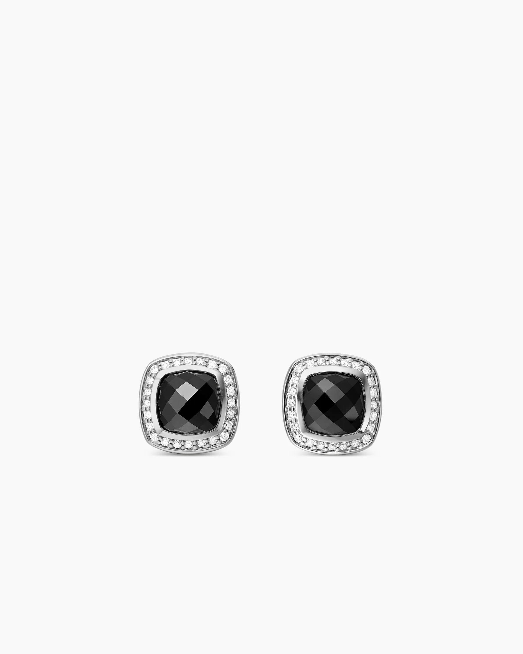 Albion® Stud Earrings in Sterling Silver with Black Onyx and Diamonds, 7mm