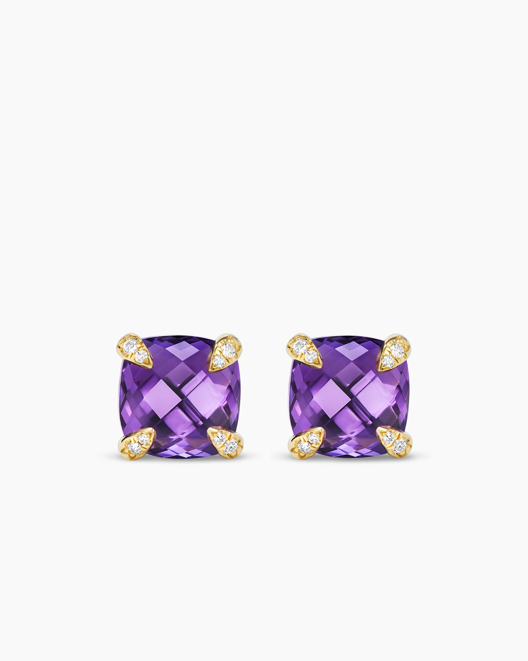 Chatelaine® Stud Earrings in 18K Rose Gold with Morganite and Diamonds, 8mm