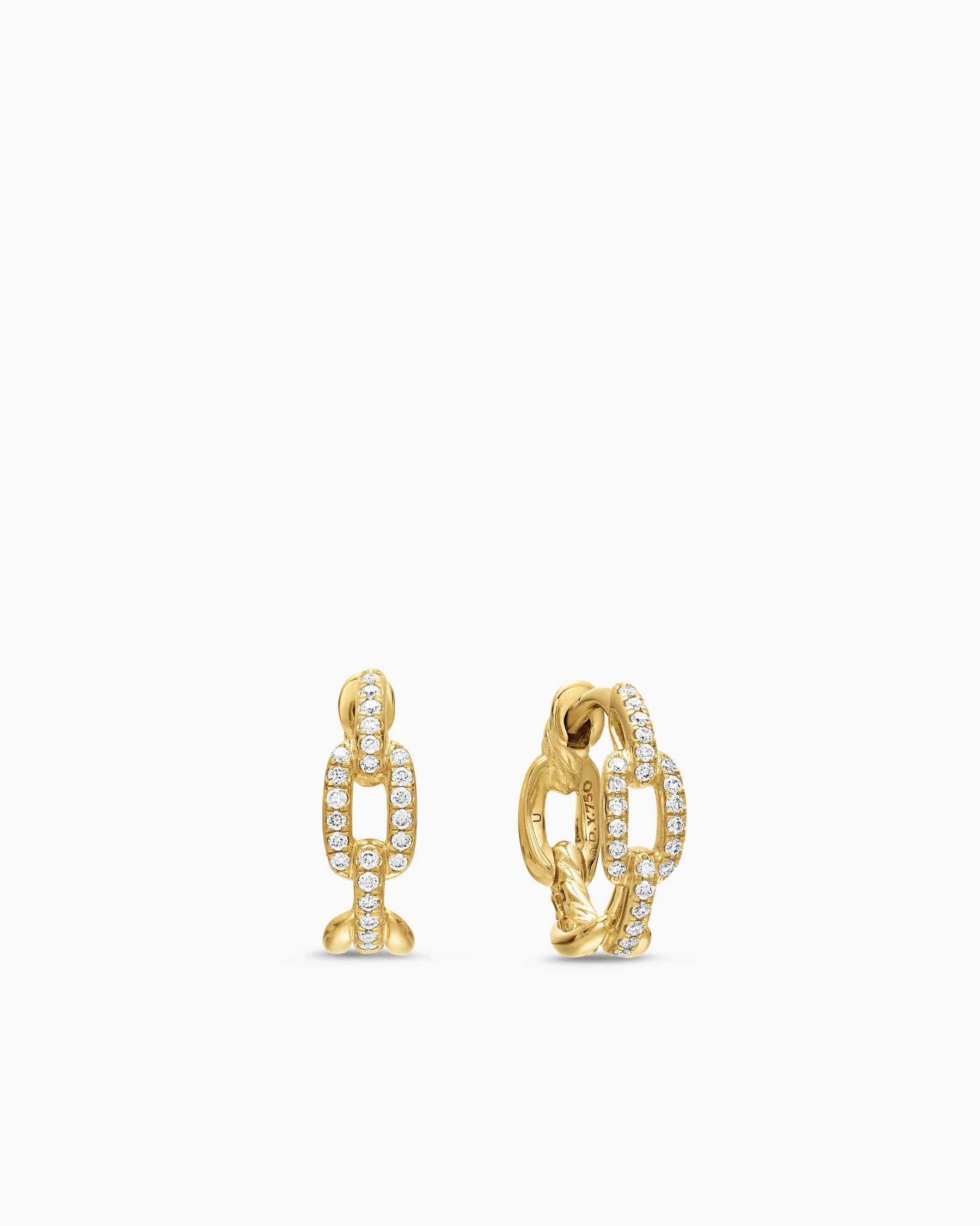 Stax Chain Link Huggie Hoop Earrings in 18K White Gold with Diamonds, 12.5mm 1 Stax Chain Link Huggie Hoop Earrings in 18K White Gold with Diamonds, 12.5mm