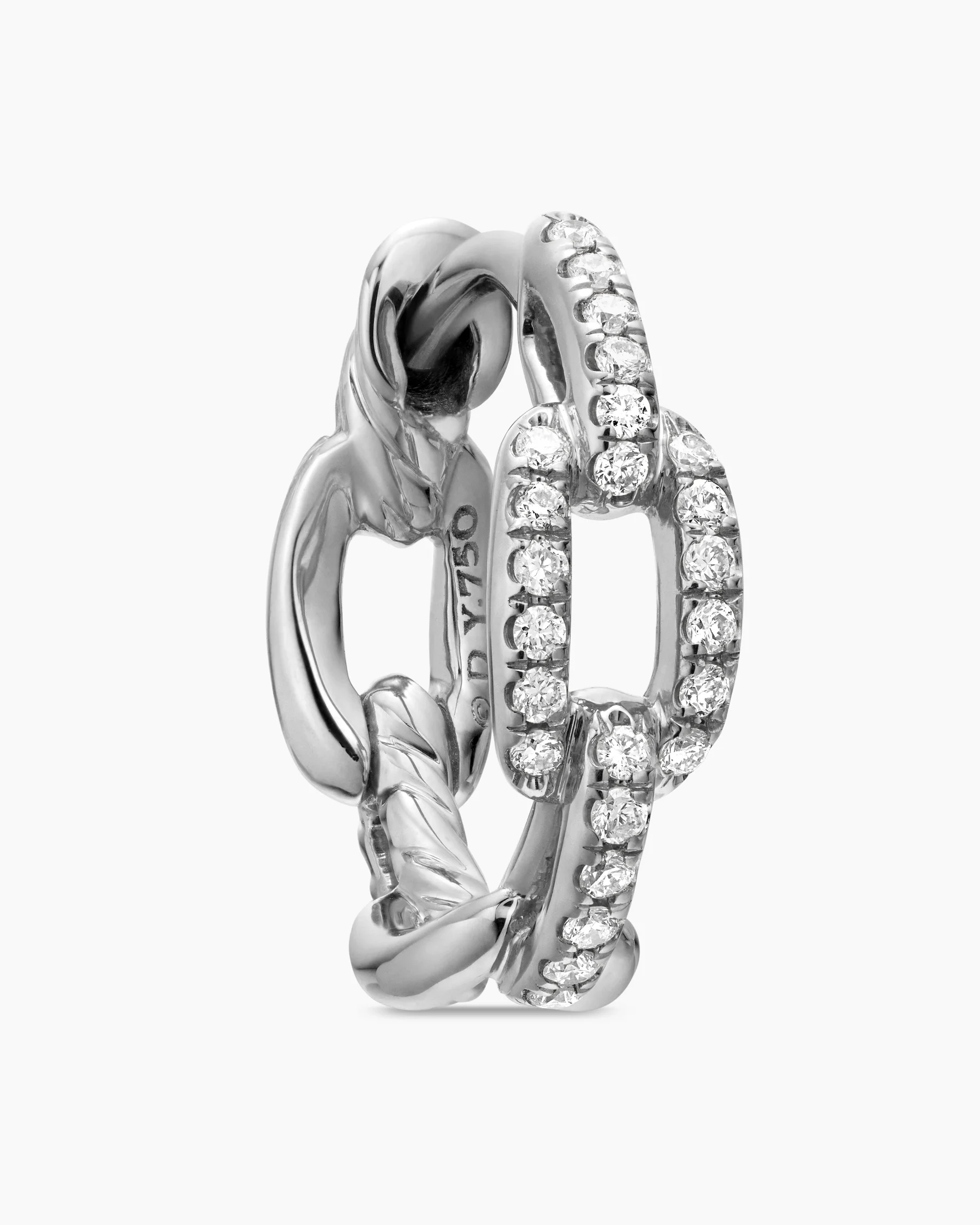Stax Chain Link Huggie Hoop Earrings in 18K White Gold with Diamonds, 12.5mm 11 Stax Chain Link Huggie Hoop Earrings in 18K White Gold with Diamonds, 12.5mm