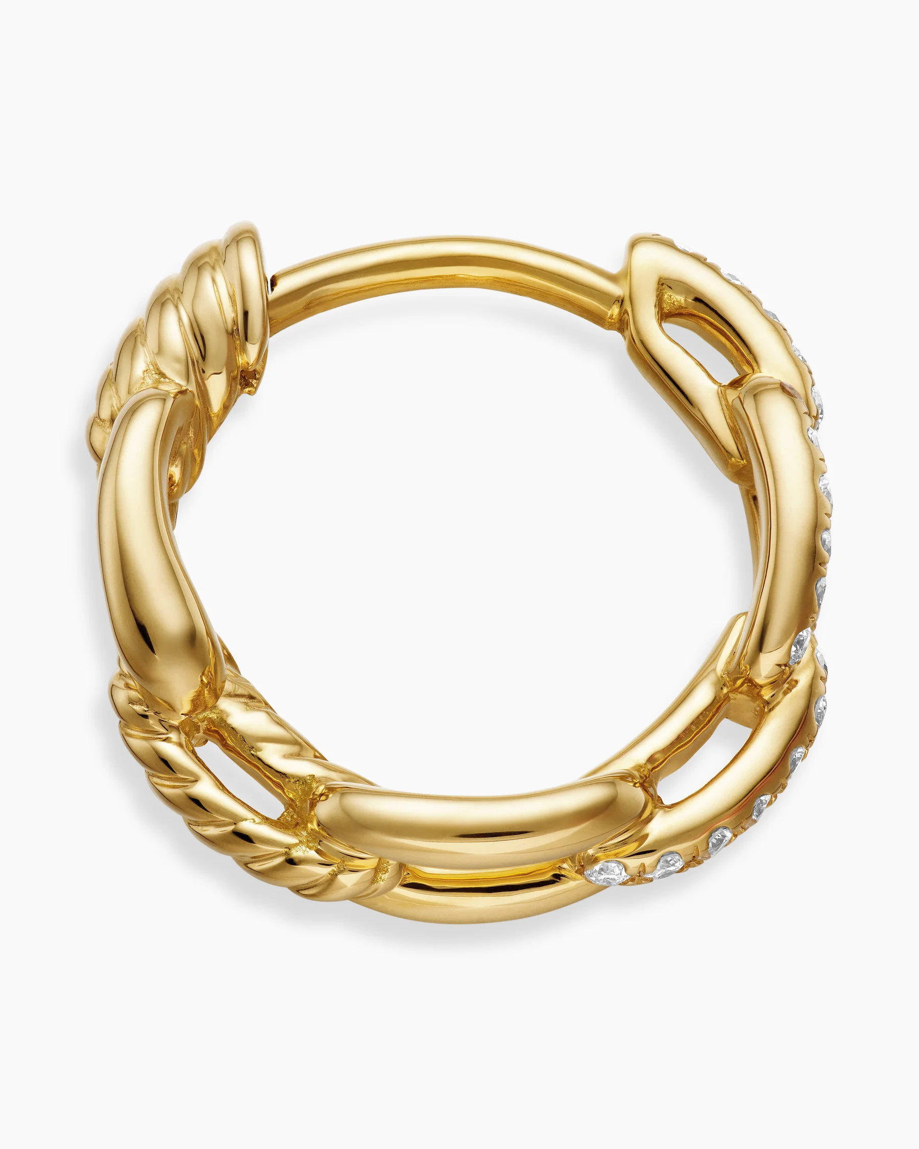 Stax Chain Link Huggie Hoop Earrings in 18K White Gold with Diamonds, 12.5mm 3 Stax Chain Link Huggie Hoop Earrings in 18K White Gold with Diamonds, 12.5mm