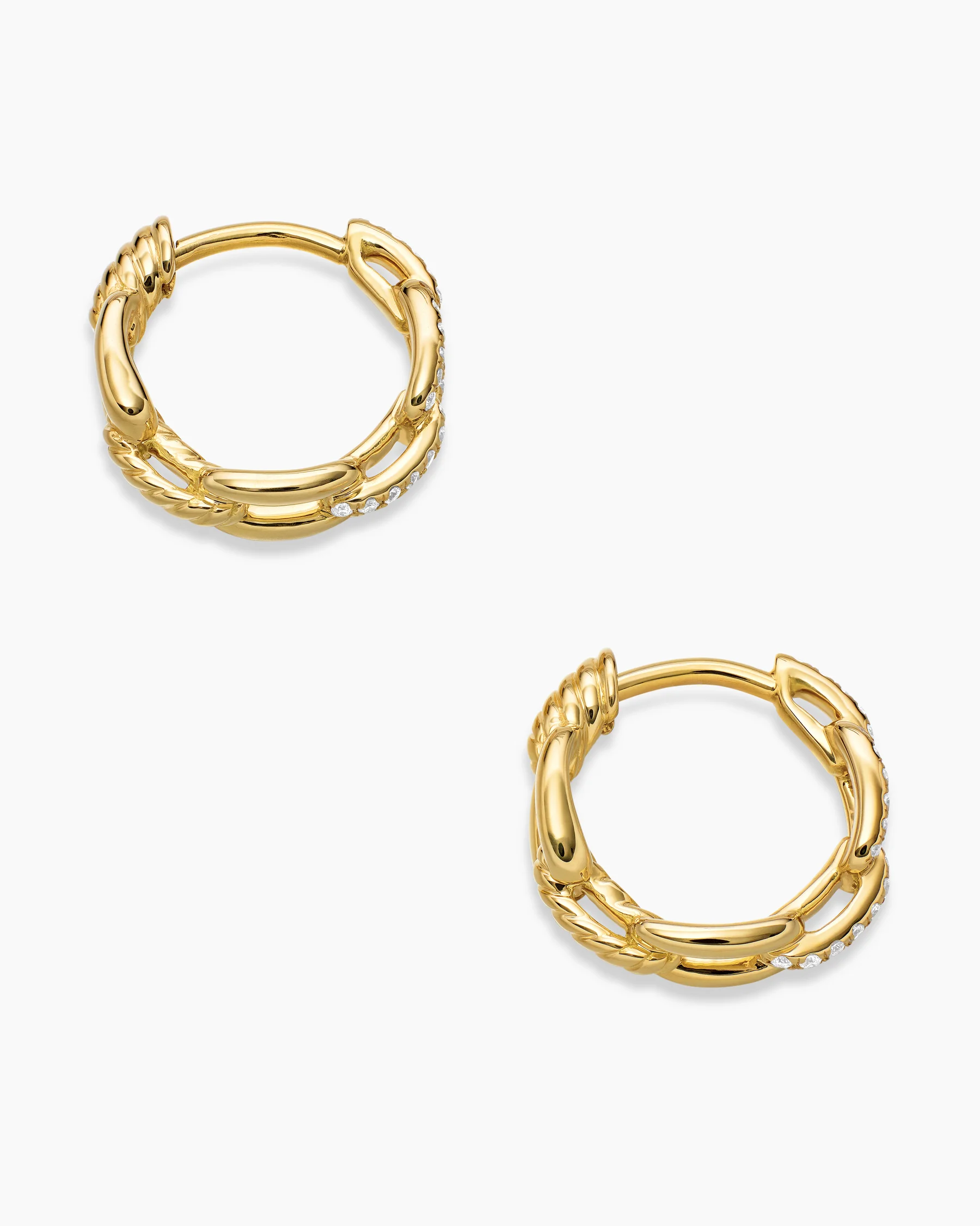 Stax Chain Link Huggie Hoop Earrings in 18K White Gold with Diamonds, 12.5mm 4 Stax Chain Link Huggie Hoop Earrings in 18K White Gold with Diamonds, 12.5mm