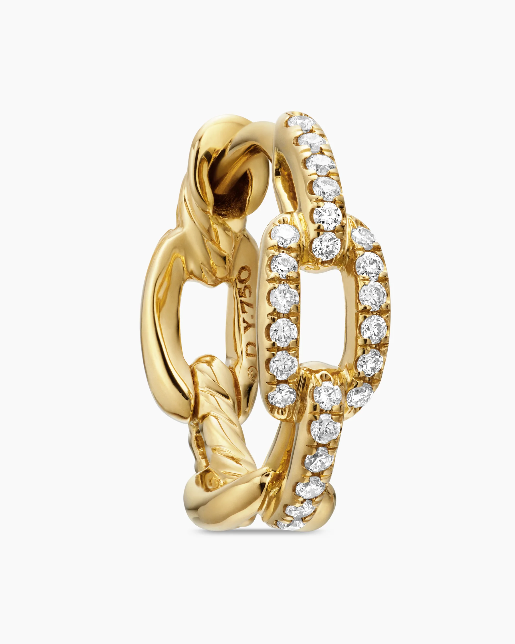 Stax Chain Link Huggie Hoop Earrings in 18K White Gold with Diamonds, 12.5mm 5 Stax Chain Link Huggie Hoop Earrings in 18K White Gold with Diamonds, 12.5mm