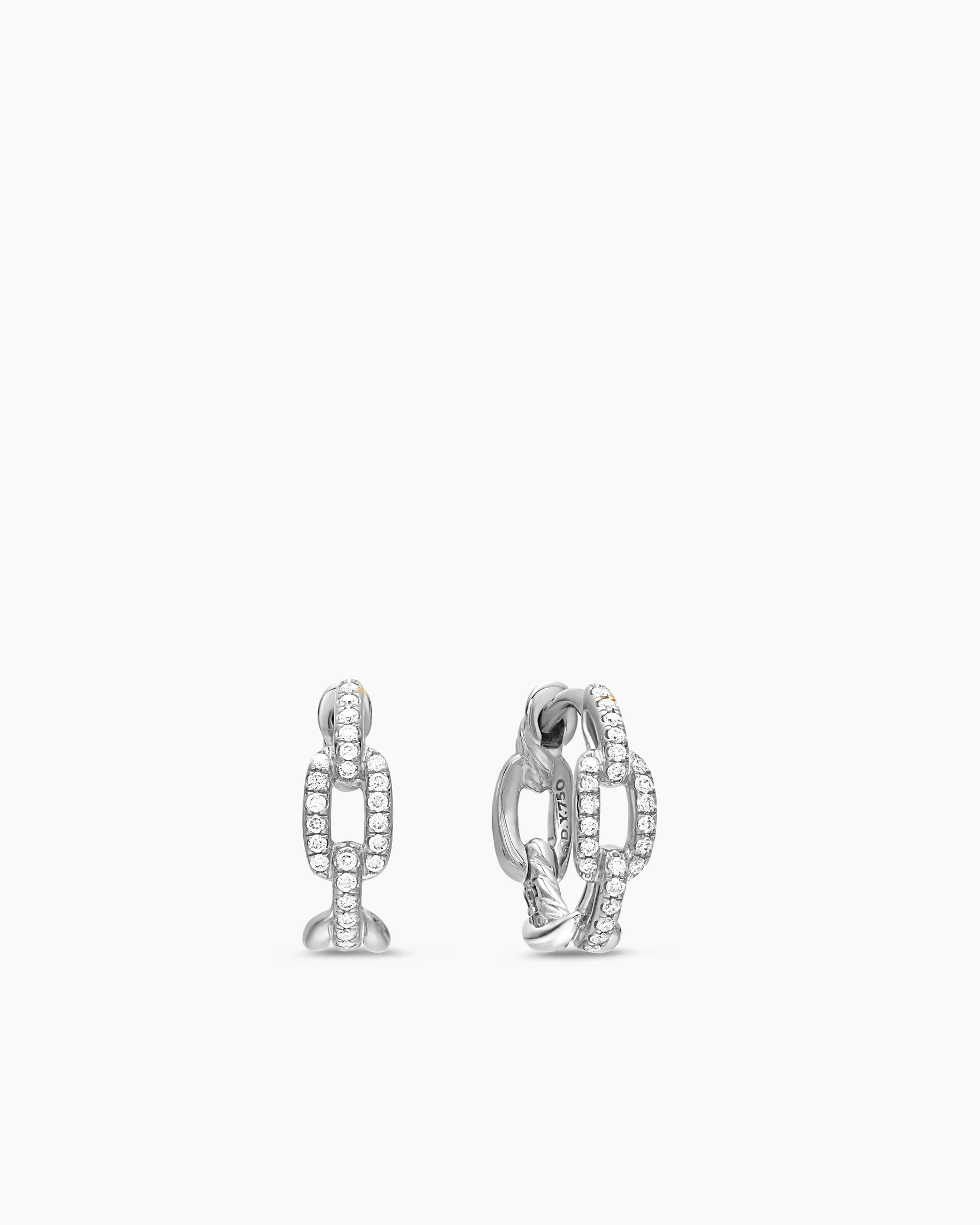 Stax Chain Link Huggie Hoop Earrings in 18K White Gold with Diamonds, 12.5mm 7 Stax Chain Link Huggie Hoop Earrings in 18K White Gold with Diamonds, 12.5mm