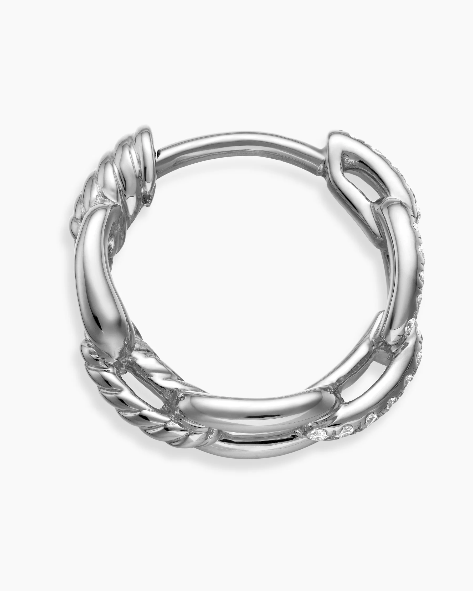 Stax Chain Link Huggie Hoop Earrings in 18K White Gold with Diamonds, 12.5mm 9 Stax Chain Link Huggie Hoop Earrings in 18K White Gold with Diamonds, 12.5mm