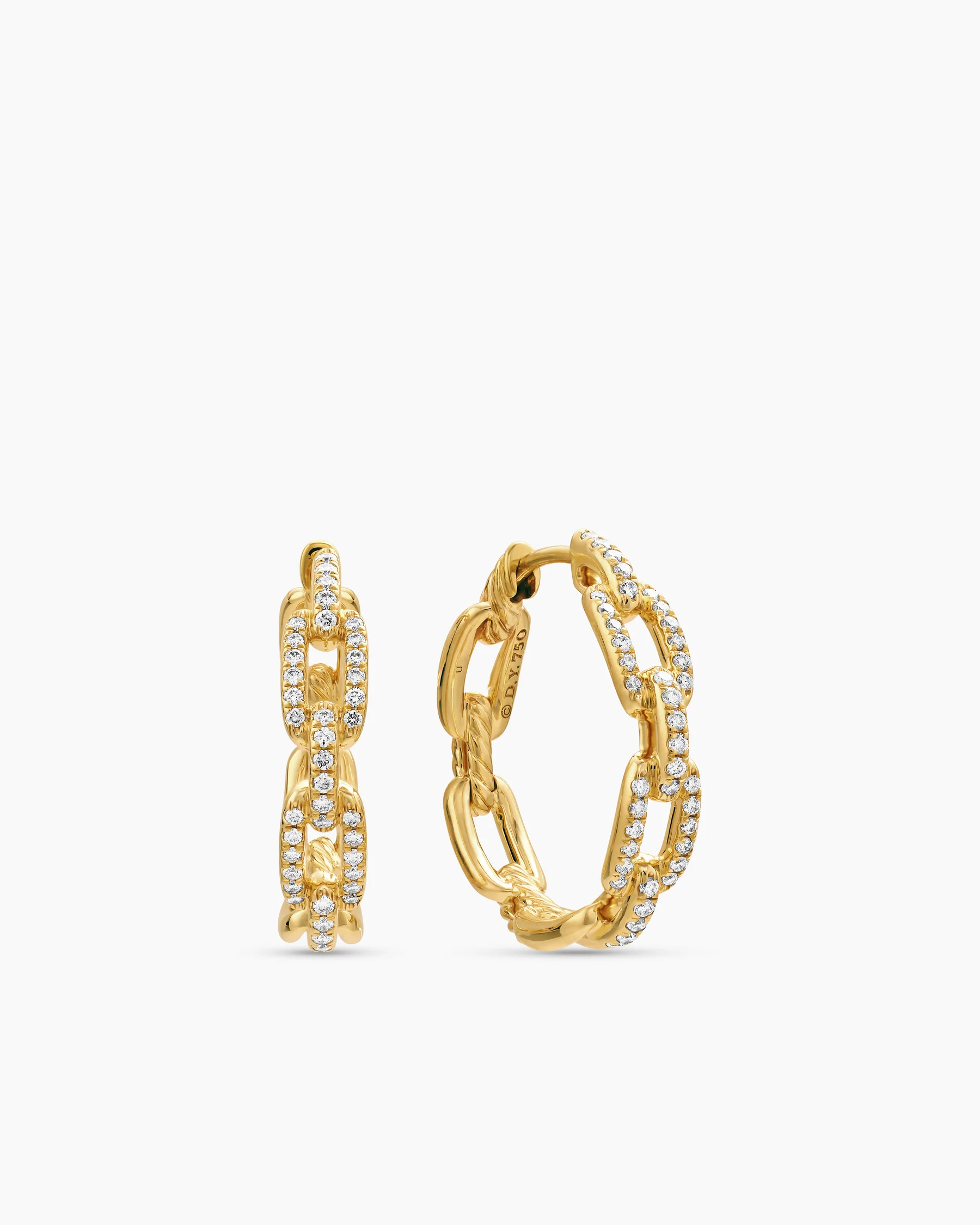 Stax Chain Link Hoop Earrings in 18K Yellow Gold with Diamonds, 23.8mm 24 Stax Chain Link Hoop Earrings in 18K Yellow Gold with Diamonds, 23.8mm