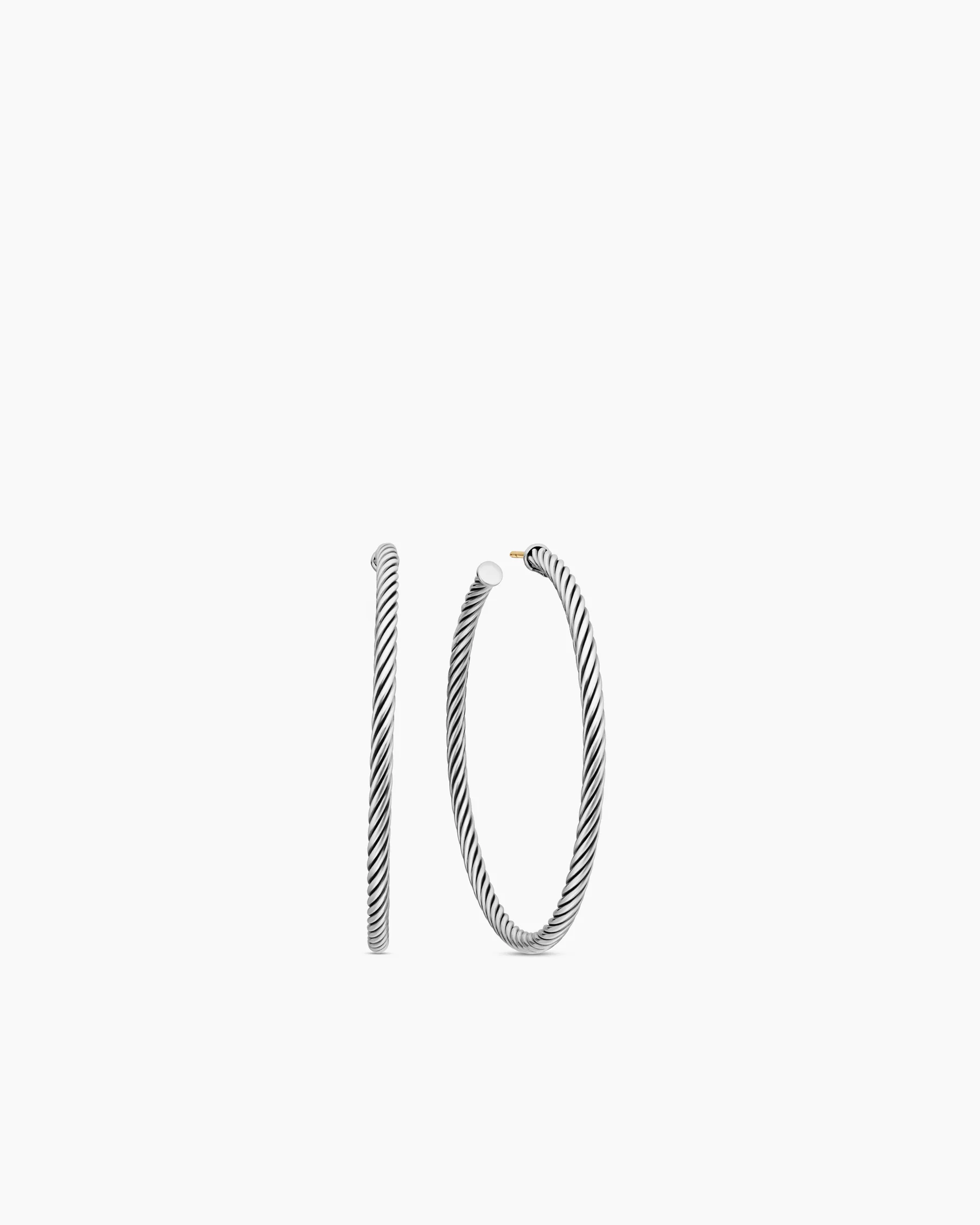 Cable Hoop Earrings in Sterling Silver, 2in