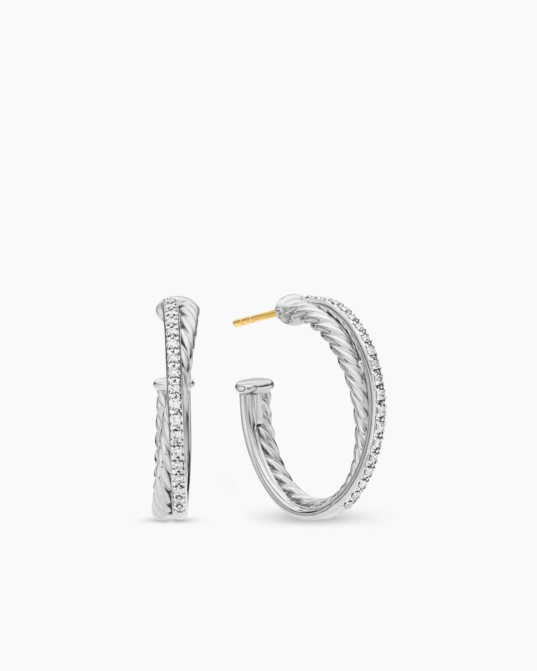 Crossover Hoop Earrings in 18K Yellow Gold with Diamonds, 26.5mm 1 Crossover Hoop Earrings in 18K Yellow Gold with Diamonds, 26.5mm