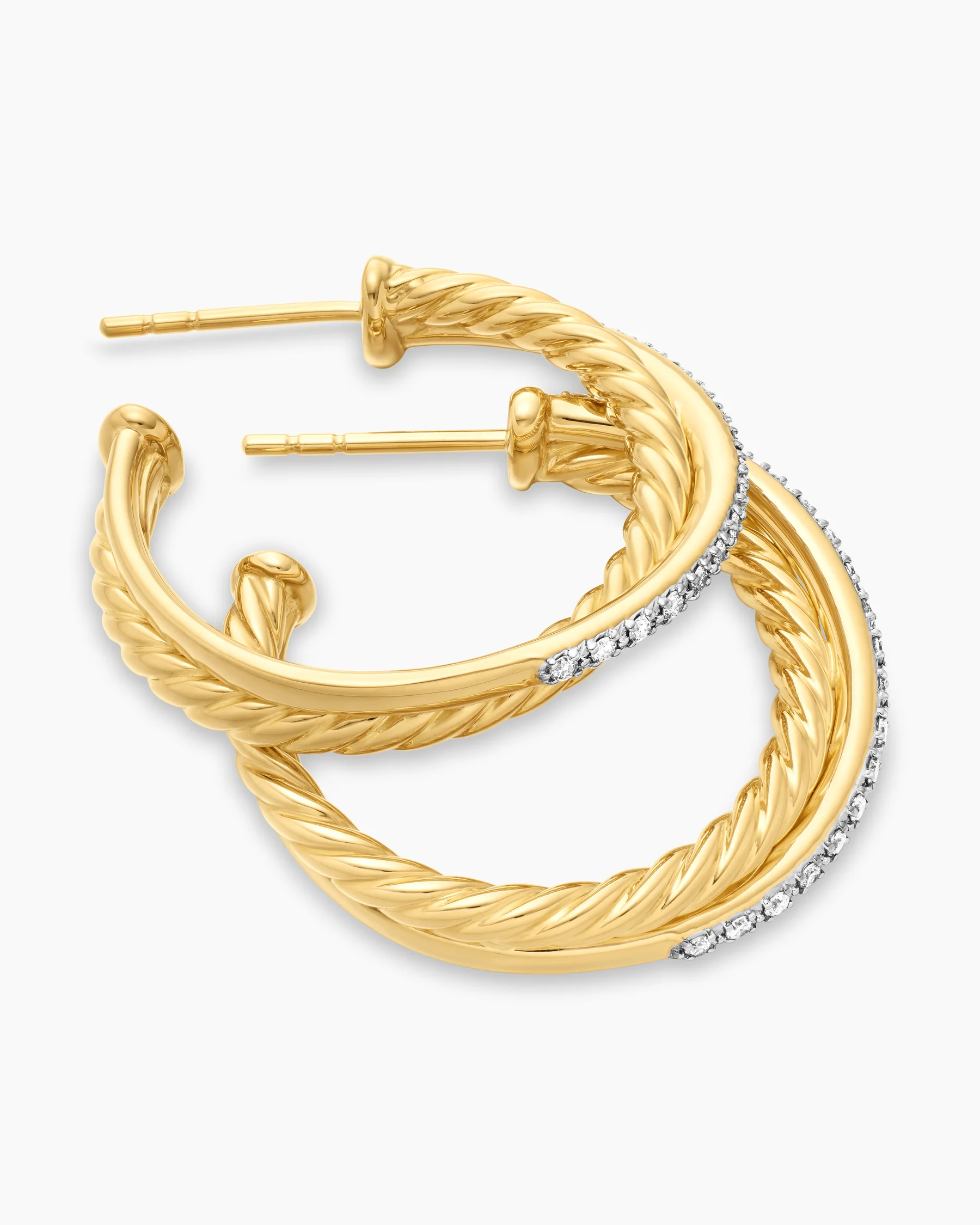 Crossover Hoop Earrings in 18K Yellow Gold with Diamonds, 26.5mm 10 Crossover Hoop Earrings in 18K Yellow Gold with Diamonds, 26.5mm