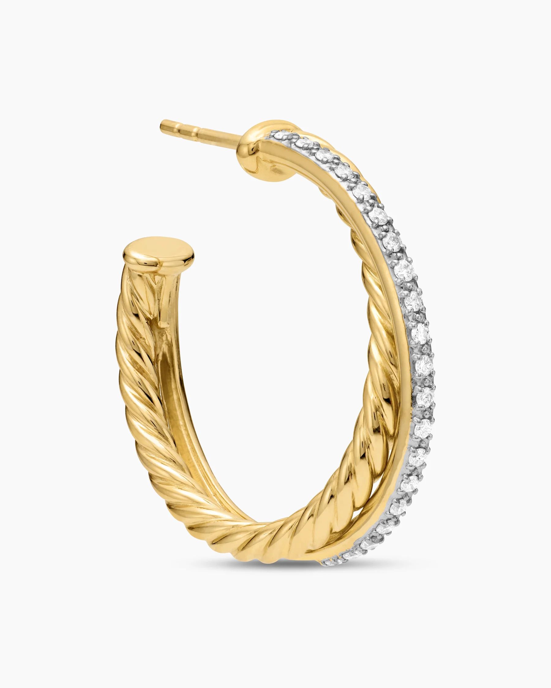 Crossover Hoop Earrings in 18K Yellow Gold with Diamonds, 26.5mm 11 Crossover Hoop Earrings in 18K Yellow Gold with Diamonds, 26.5mm
