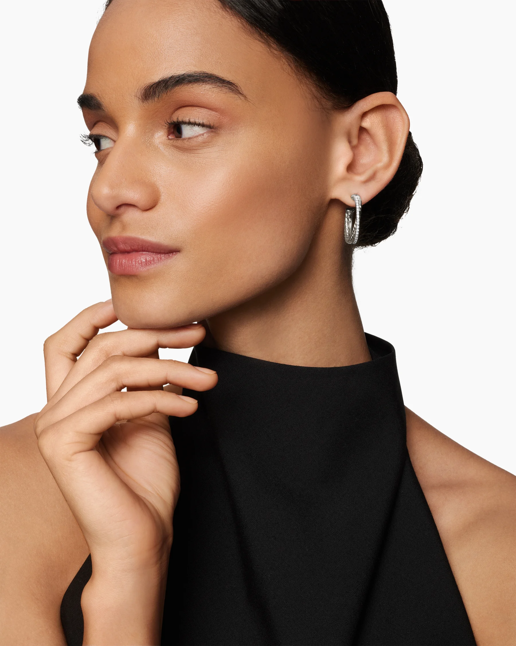 Crossover Hoop Earrings in 18K Yellow Gold with Diamonds, 26.5mm 2 Crossover Hoop Earrings in 18K Yellow Gold with Diamonds, 26.5mm