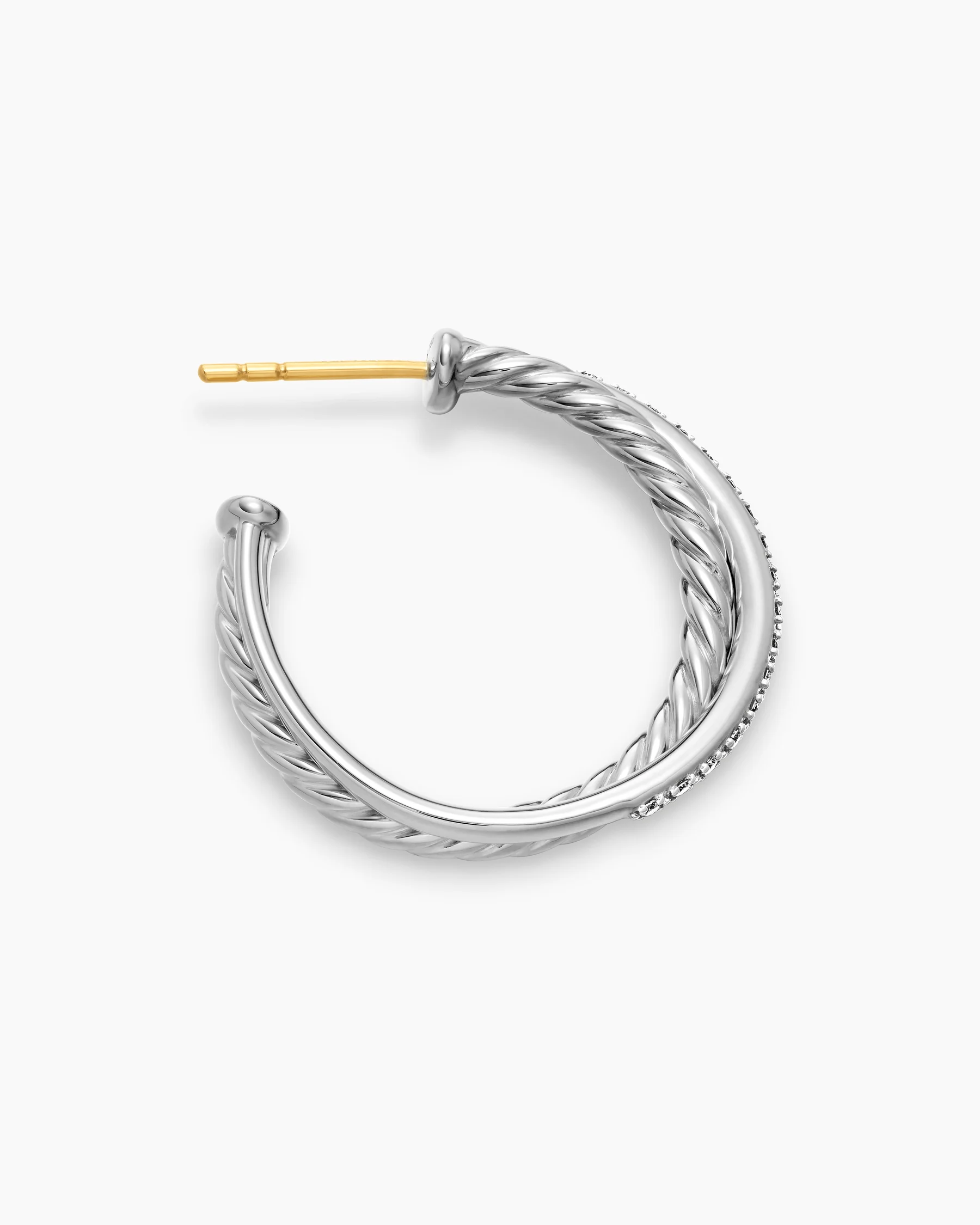 Crossover Hoop Earrings in 18K Yellow Gold with Diamonds, 26.5mm 3 Crossover Hoop Earrings in 18K Yellow Gold with Diamonds, 26.5mm