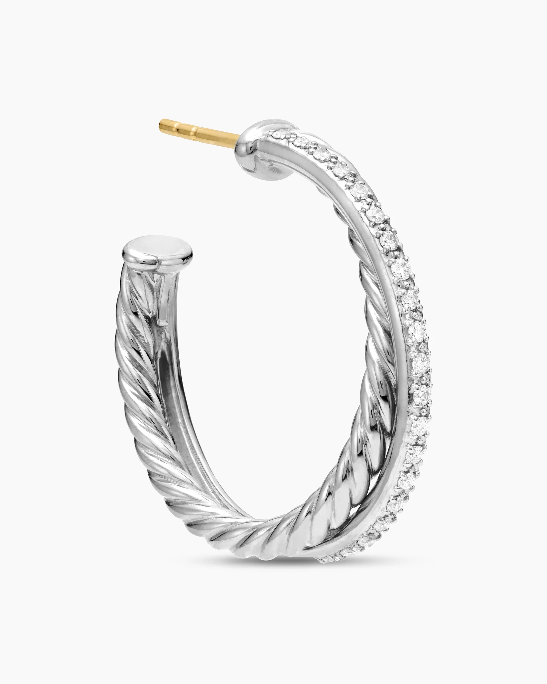 Crossover Hoop Earrings in 18K Yellow Gold with Diamonds, 26.5mm 5 Crossover Hoop Earrings in 18K Yellow Gold with Diamonds, 26.5mm