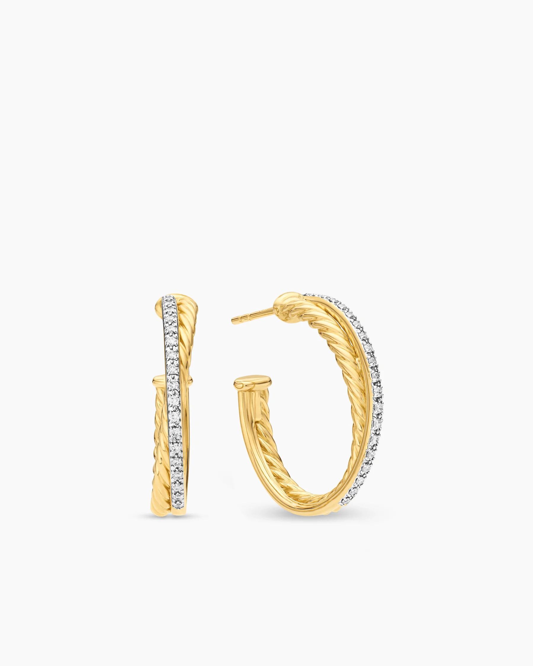 Crossover Hoop Earrings in 18K Yellow Gold with Diamonds, 26.5mm 7 Crossover Hoop Earrings in 18K Yellow Gold with Diamonds, 26.5mm