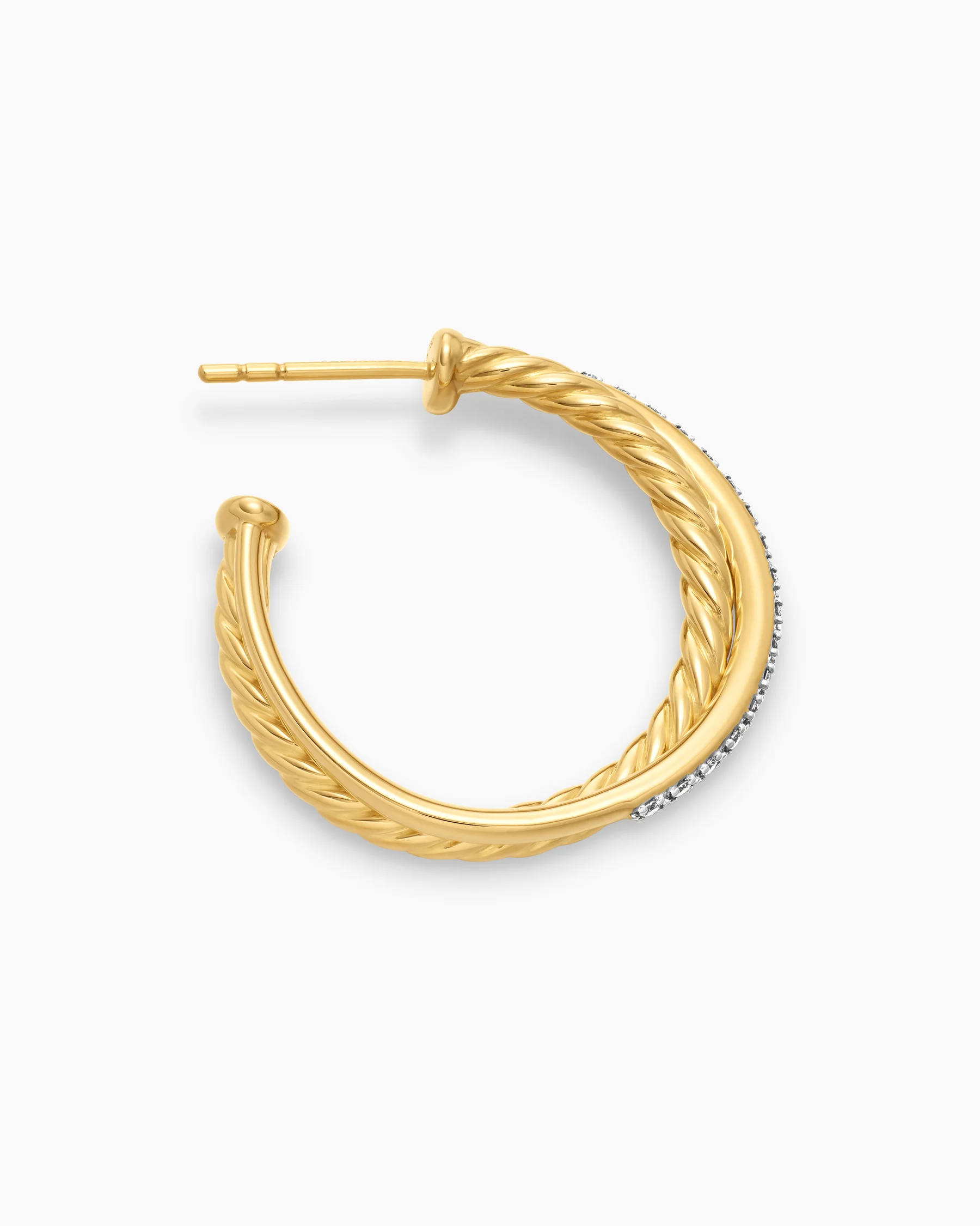 Crossover Hoop Earrings in 18K Yellow Gold with Diamonds, 26.5mm 9 Crossover Hoop Earrings in 18K Yellow Gold with Diamonds, 26.5mm