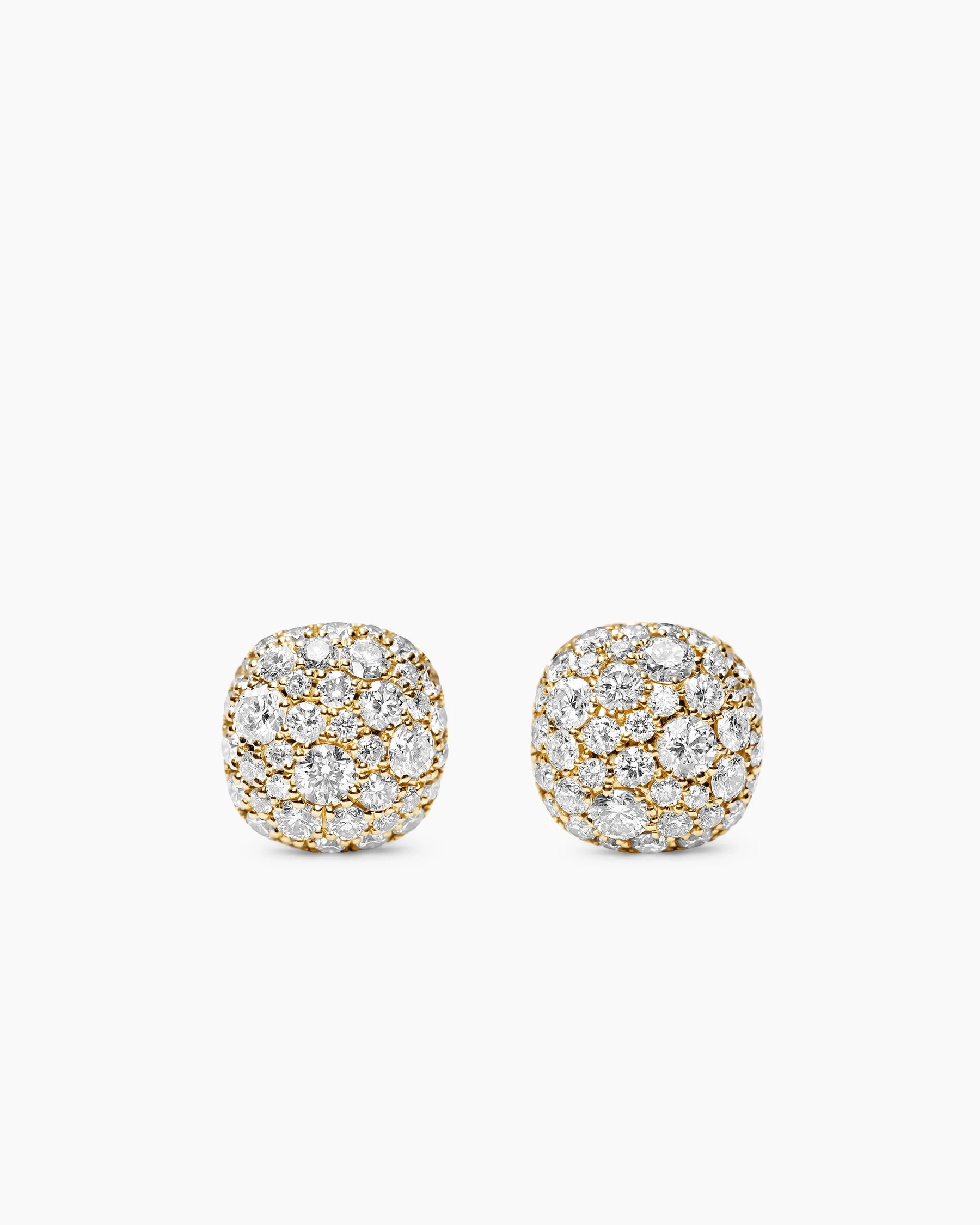 Cushion Stud Earrings in 18K Yellow Gold with Diamonds, 8mm 25 Cushion Stud Earrings in 18K Yellow Gold with Diamonds, 8mm