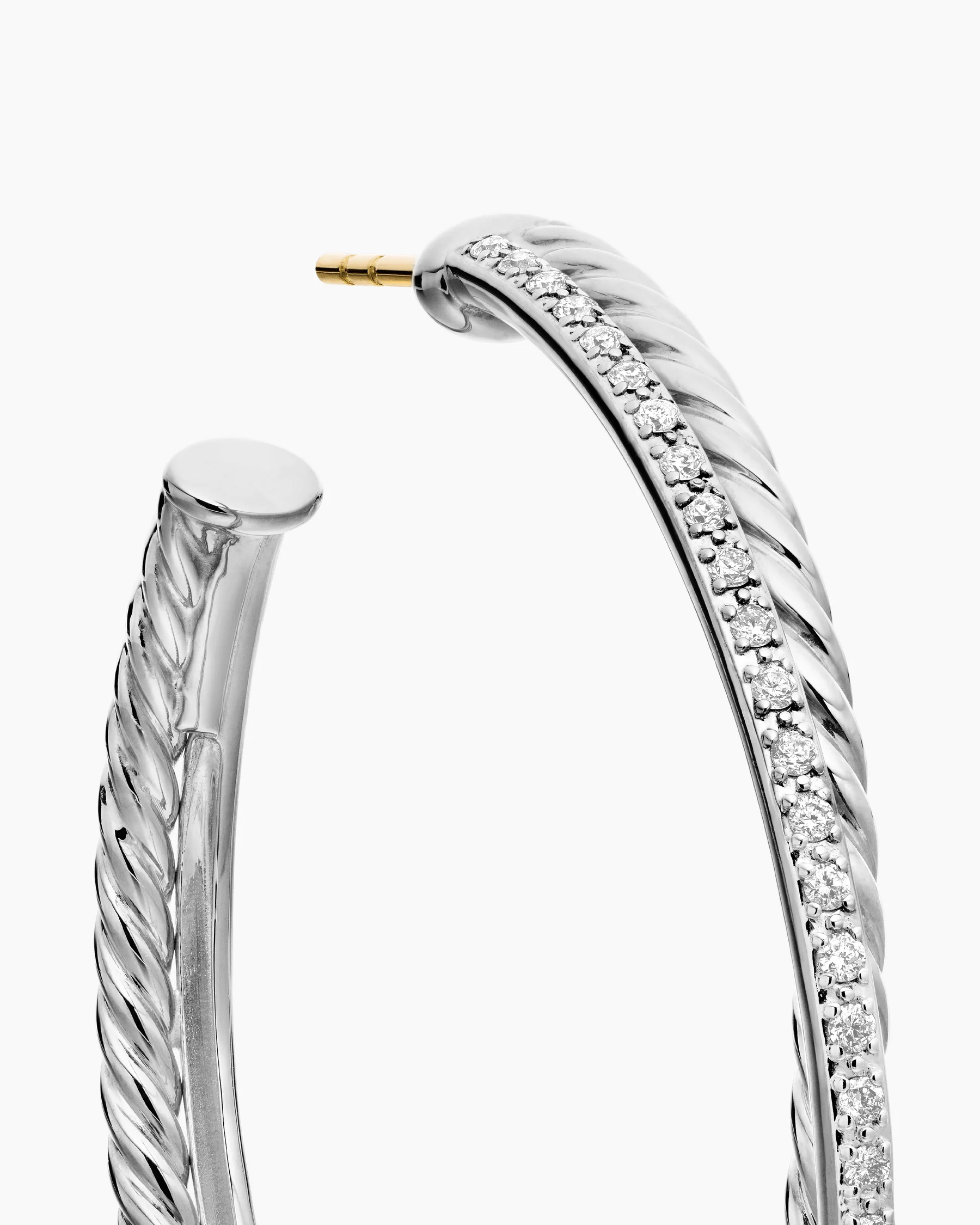 Crossover Hoop Earrings in 18K Yellow Gold with Diamonds, 44mm 11 Crossover Hoop Earrings in 18K Yellow Gold with Diamonds, 44mm