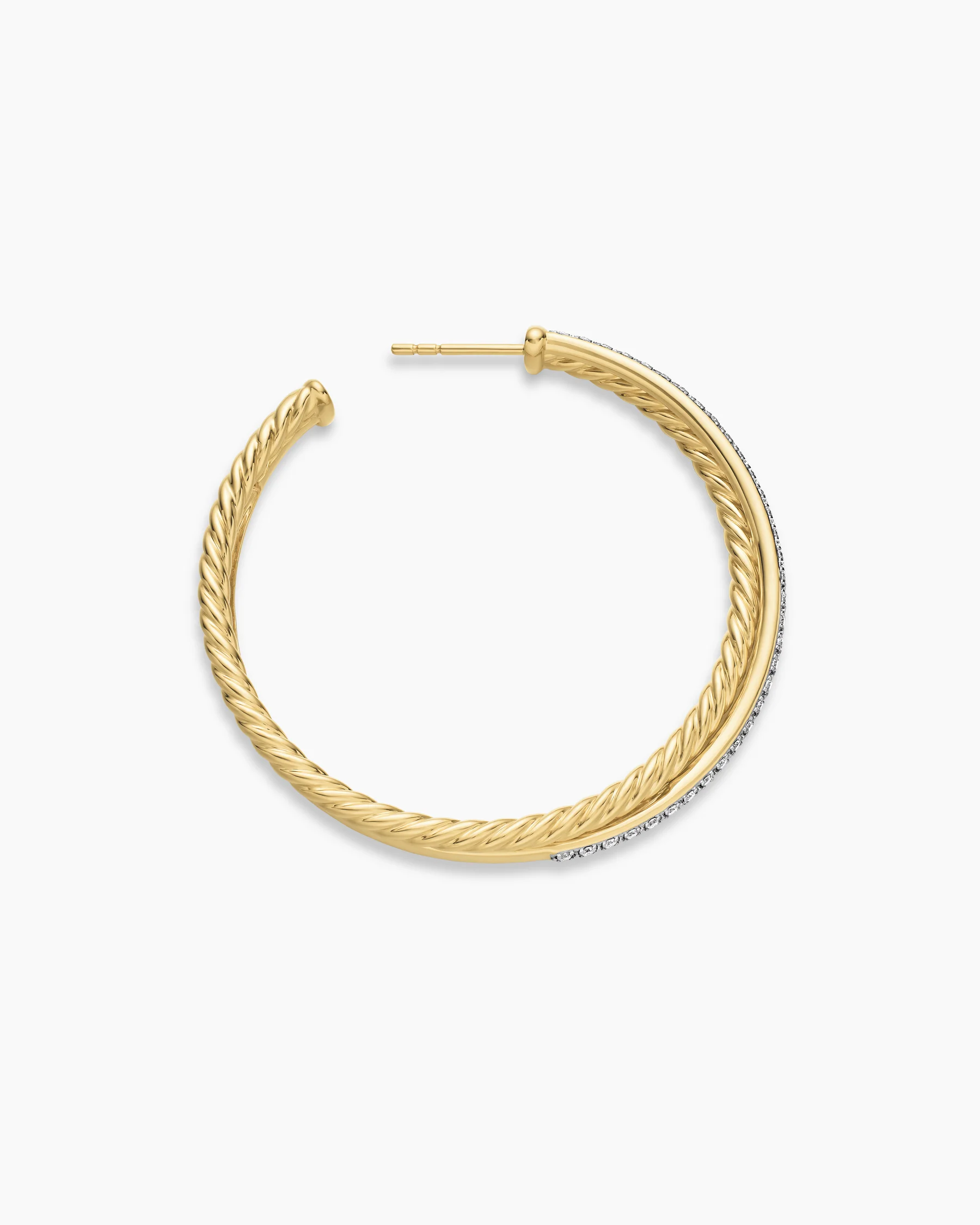 Crossover Hoop Earrings in 18K Yellow Gold with Diamonds, 44mm 3 Crossover Hoop Earrings in 18K Yellow Gold with Diamonds, 44mm
