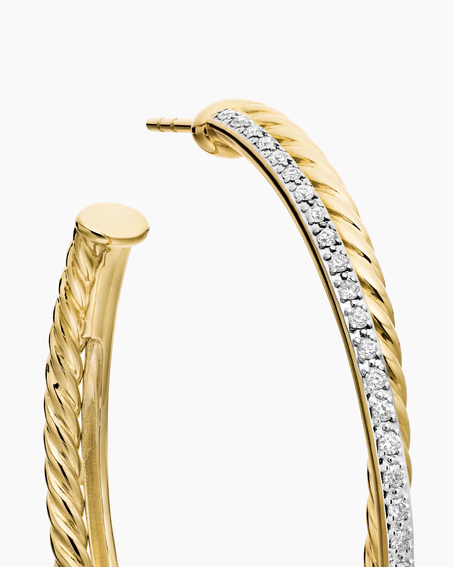 Crossover Hoop Earrings in 18K Yellow Gold with Diamonds, 44mm 5 Crossover Hoop Earrings in 18K Yellow Gold with Diamonds, 44mm