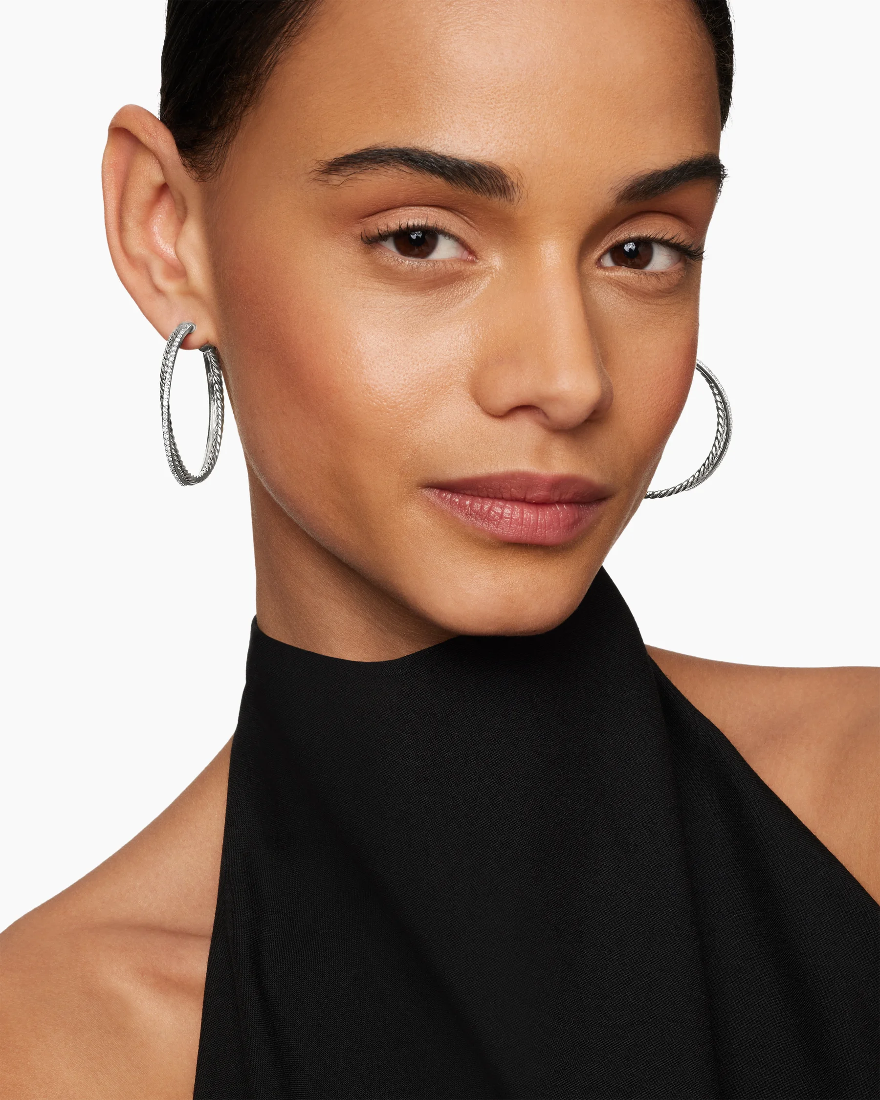 Crossover Hoop Earrings in 18K Yellow Gold with Diamonds, 44mm 8 Crossover Hoop Earrings in 18K Yellow Gold with Diamonds, 44mm