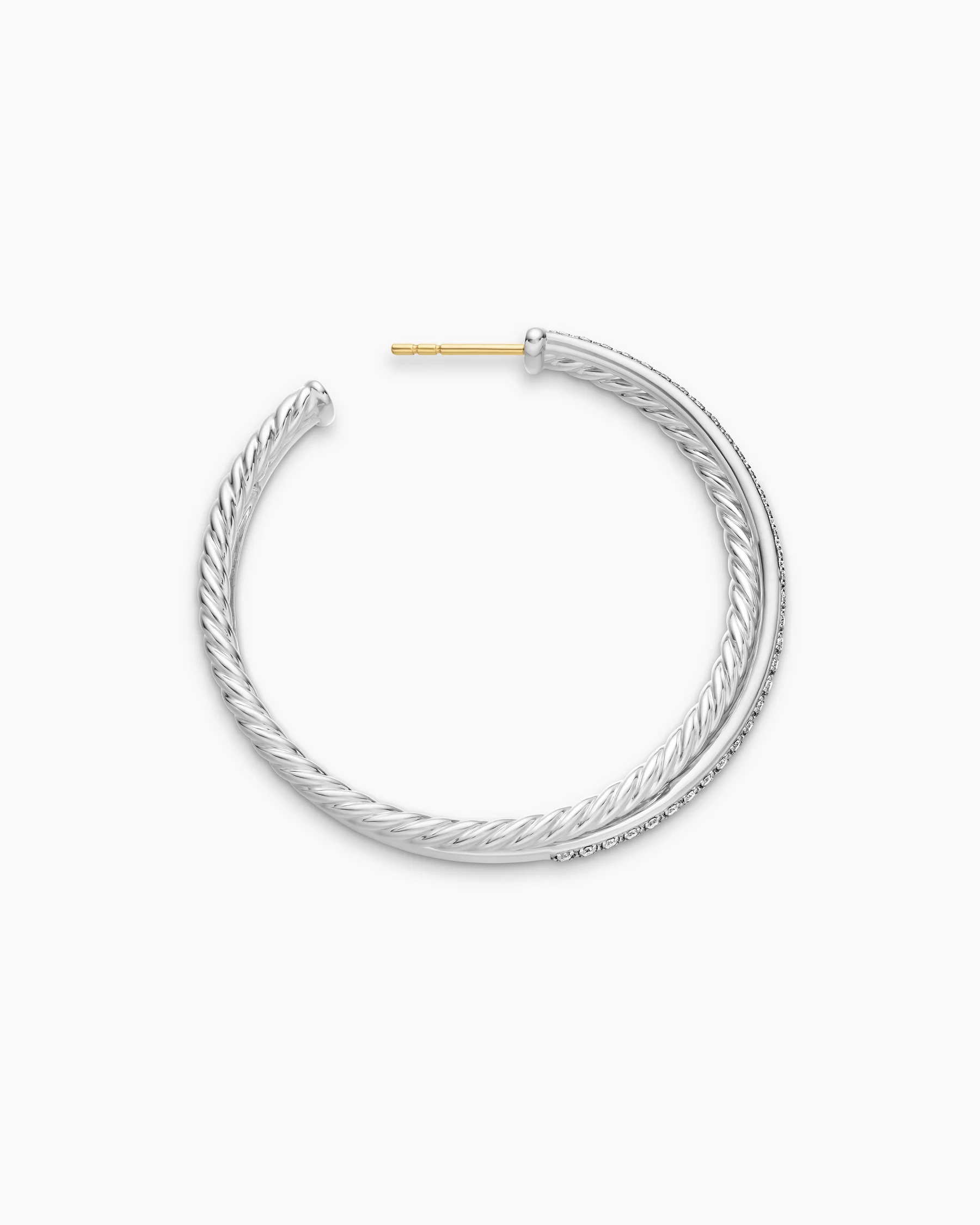 Crossover Hoop Earrings in 18K Yellow Gold with Diamonds, 44mm 9 Crossover Hoop Earrings in 18K Yellow Gold with Diamonds, 44mm