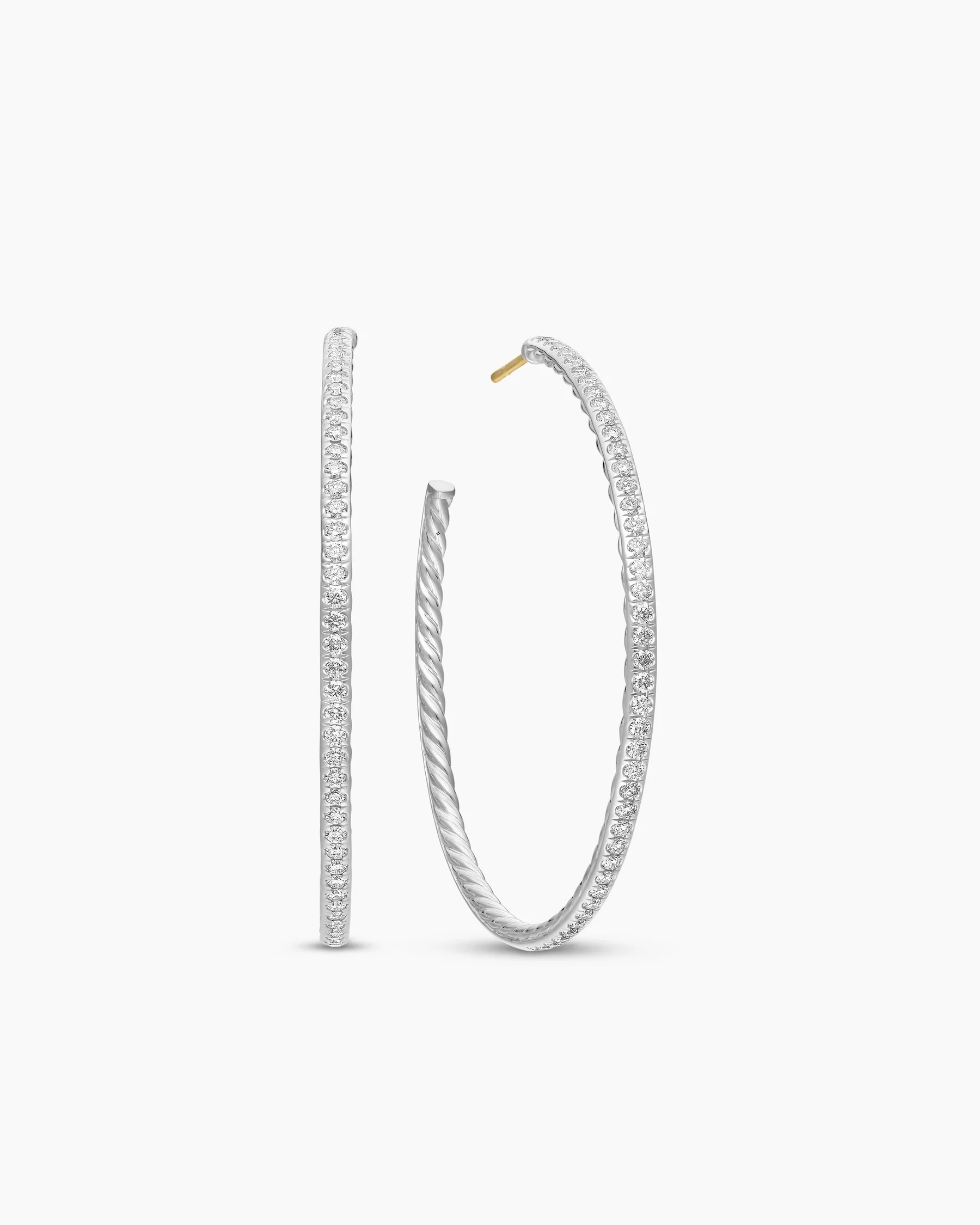 Pavé Hoop Earrings in 18K Yellow Gold with Diamonds, 50.3mm