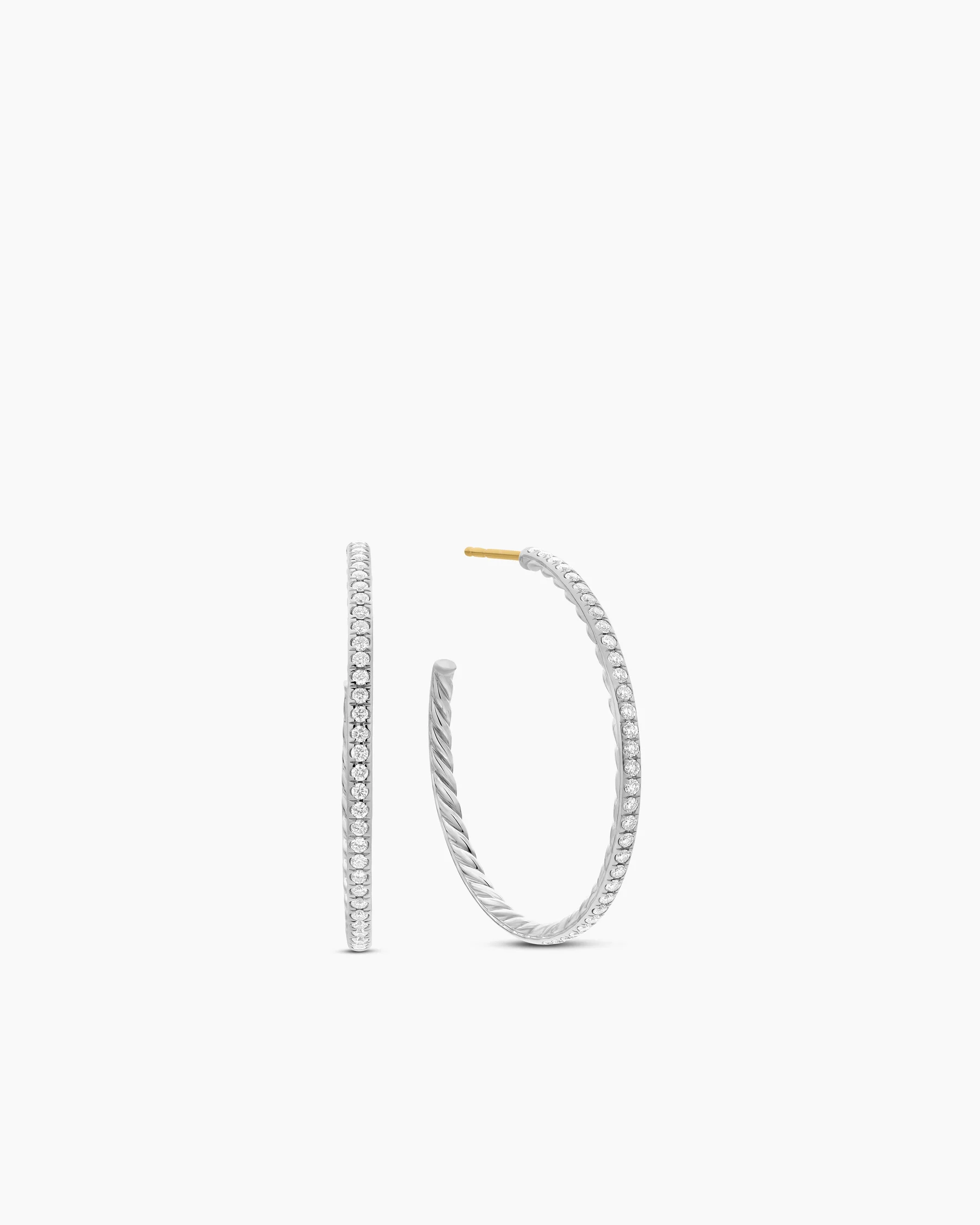 Pavé Hoop Earrings in 18K Yellow Gold with Diamonds, 38mm