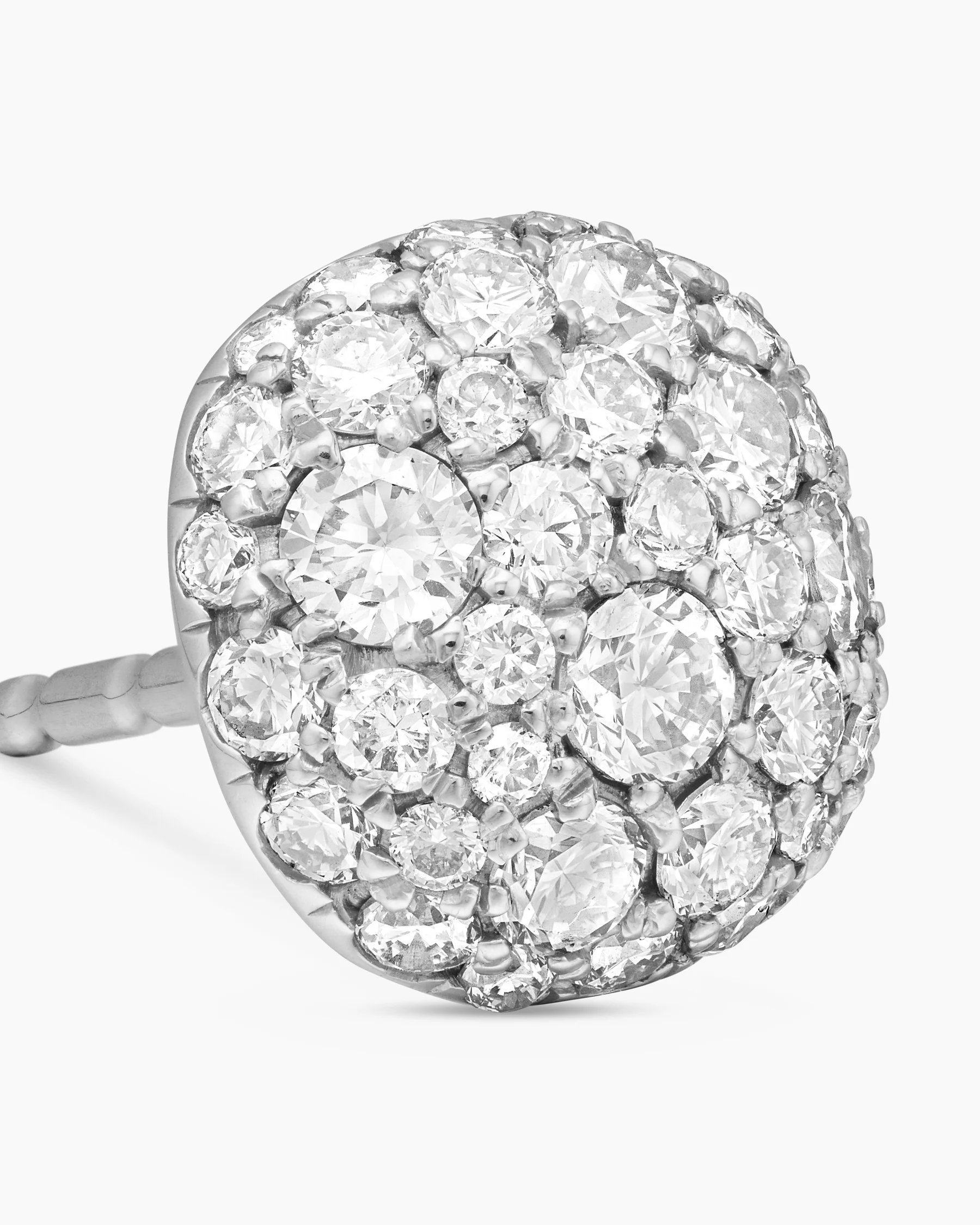 Cushion Stud Earrings in 18K White Gold with Diamonds, 8mm 10 Cushion Stud Earrings in 18K White Gold with Diamonds, 8mm
