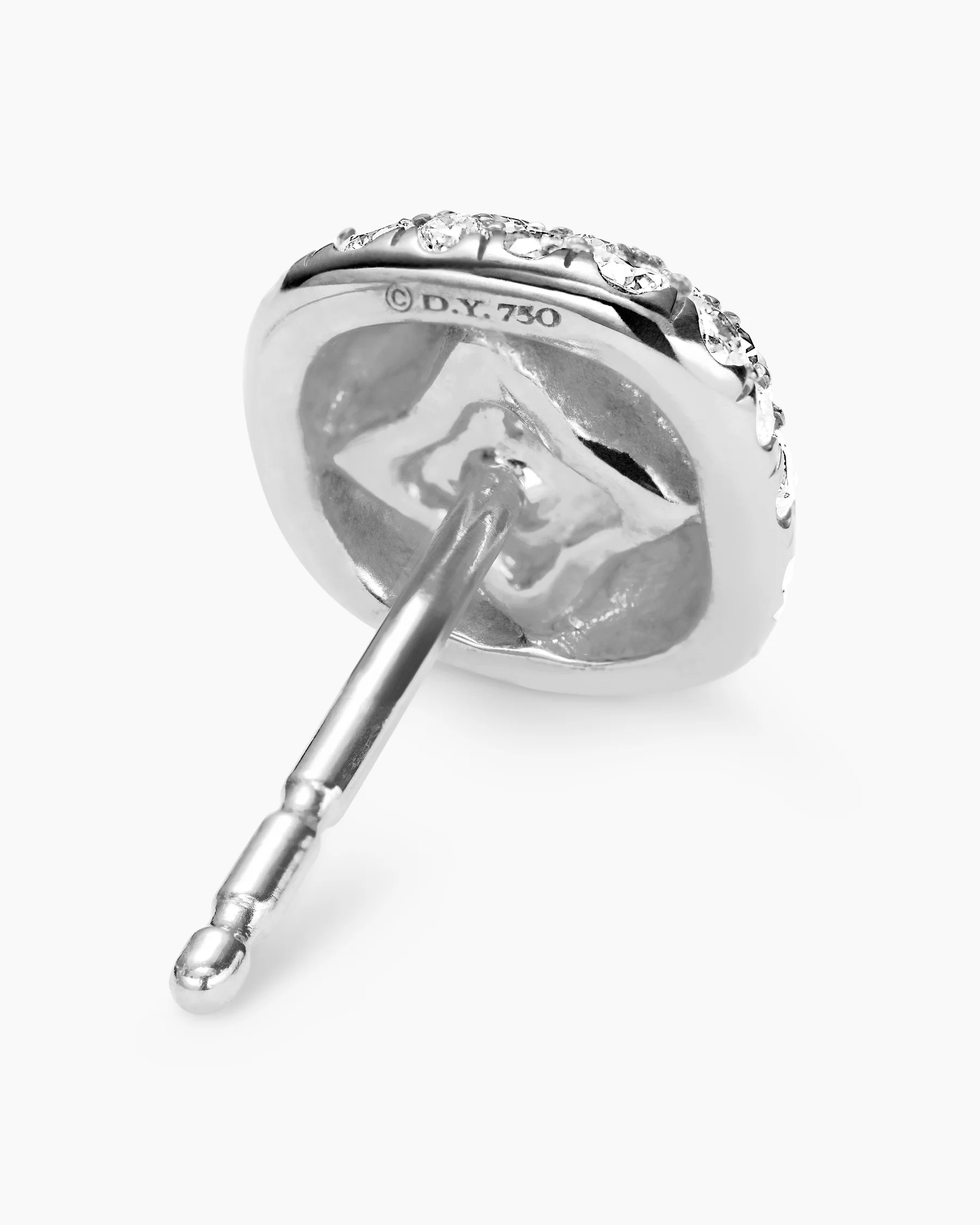 Cushion Stud Earrings in 18K White Gold with Diamonds, 8mm 11 Cushion Stud Earrings in 18K White Gold with Diamonds, 8mm